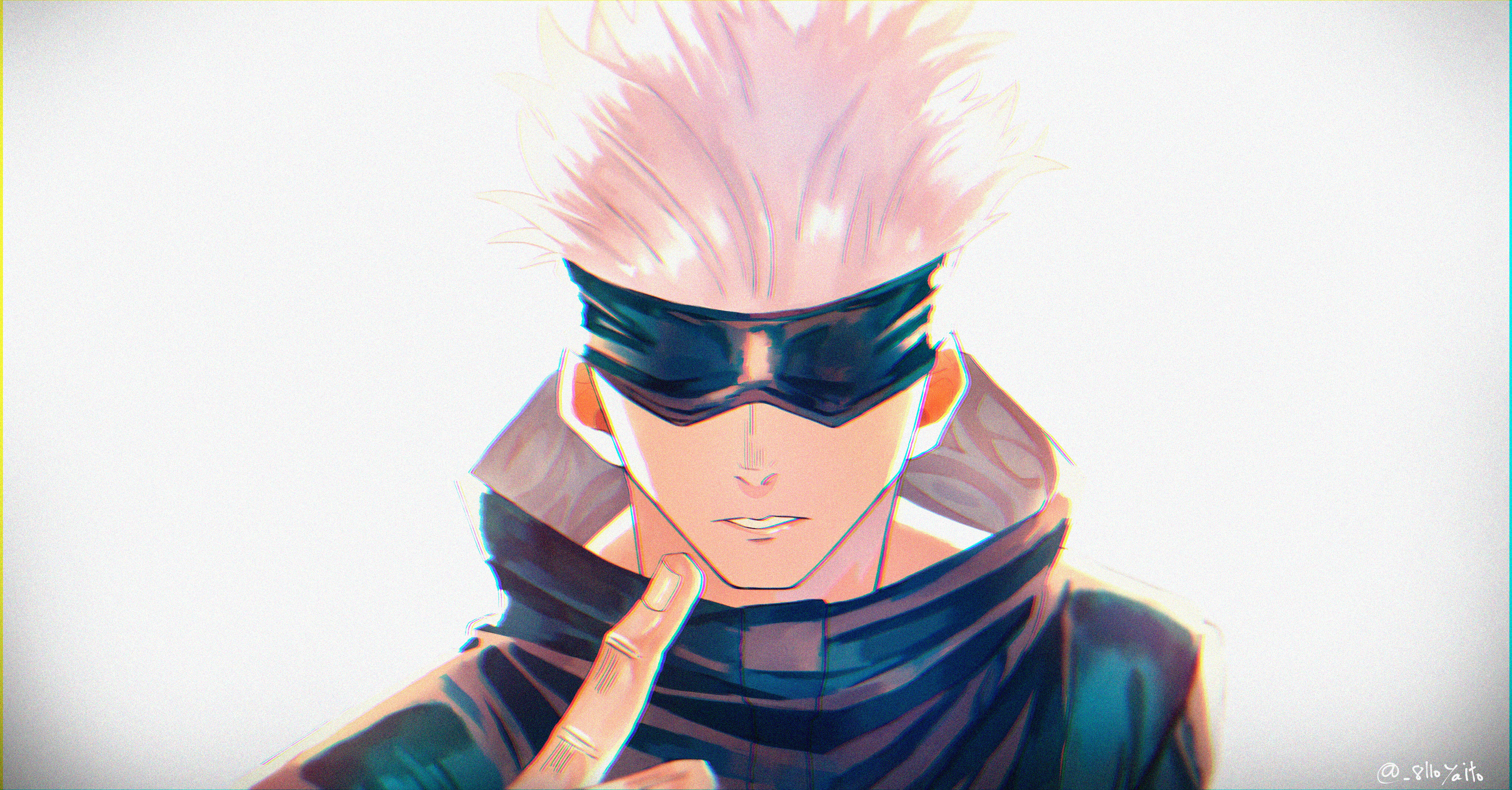 Satoru Gojo with White Hair and Blindfold HD Wallpaper