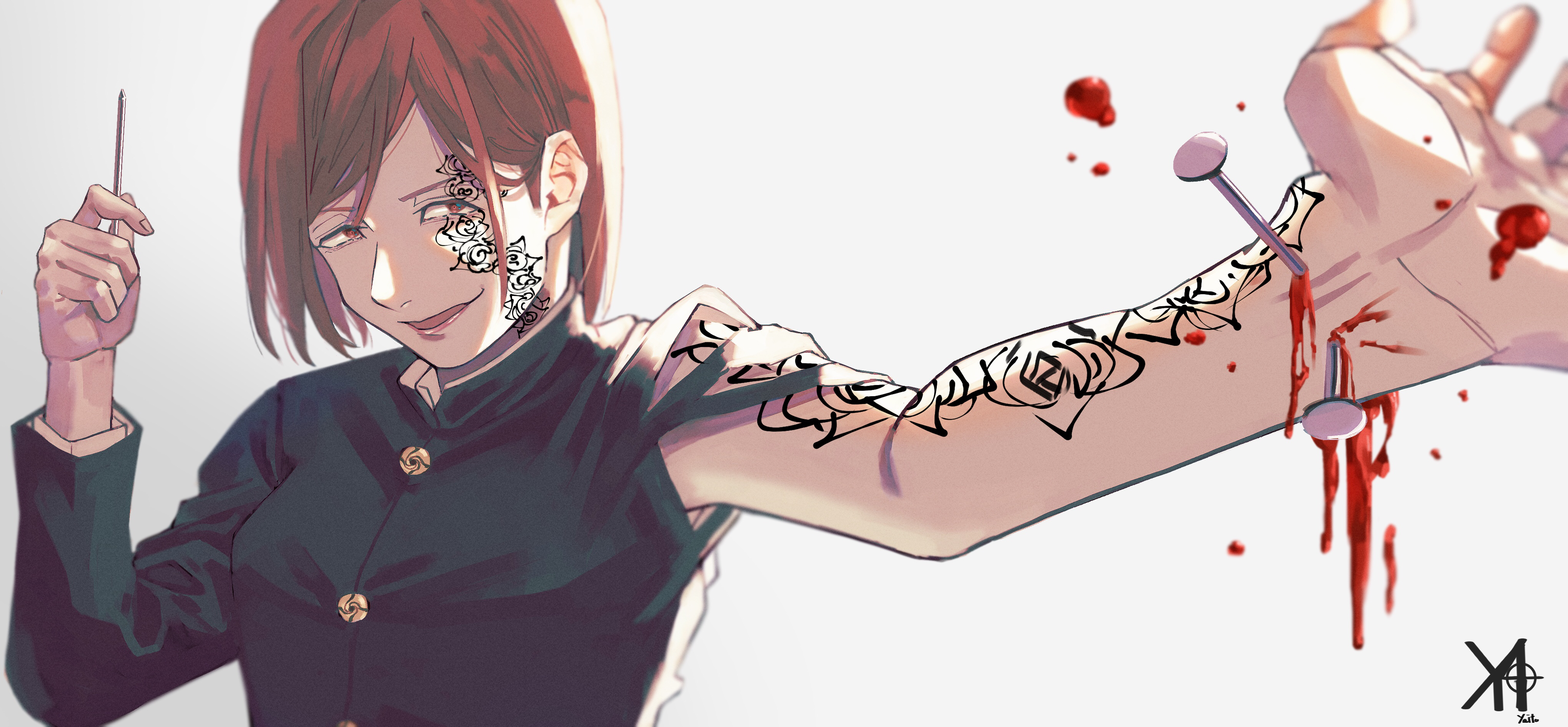 Nobara Kugisaki with tattoos and nails HD Wallpaper