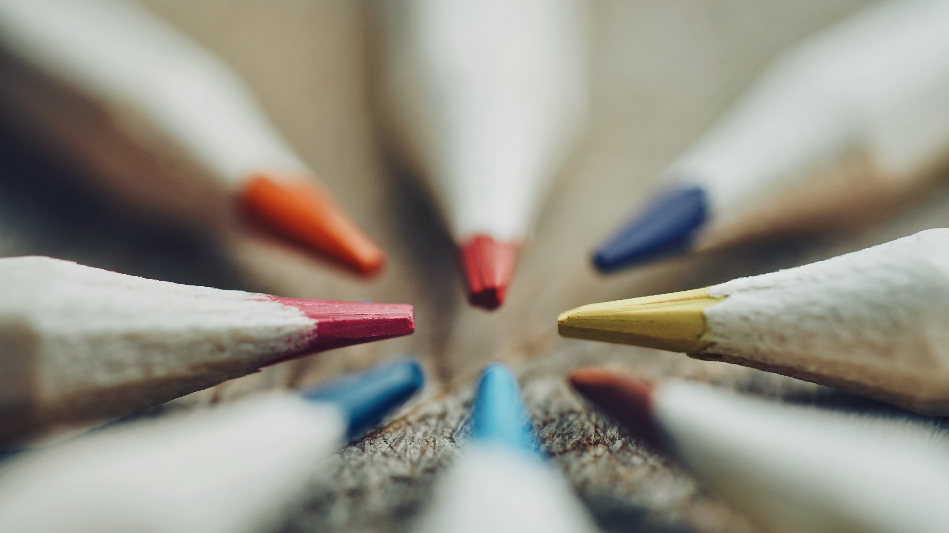 Macro photography of colored pencils HD Wallpaper