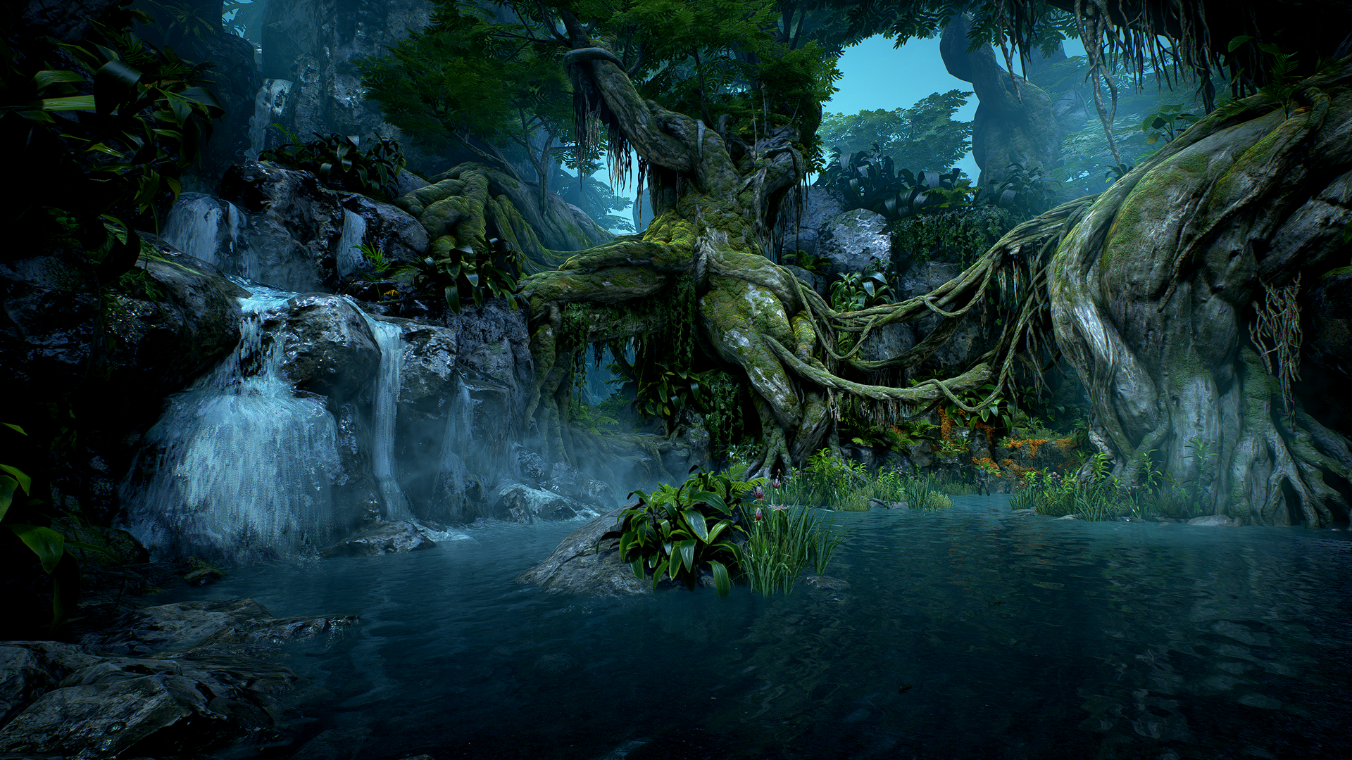 Gears 5 jungle waterfall scene HD Wallpaper