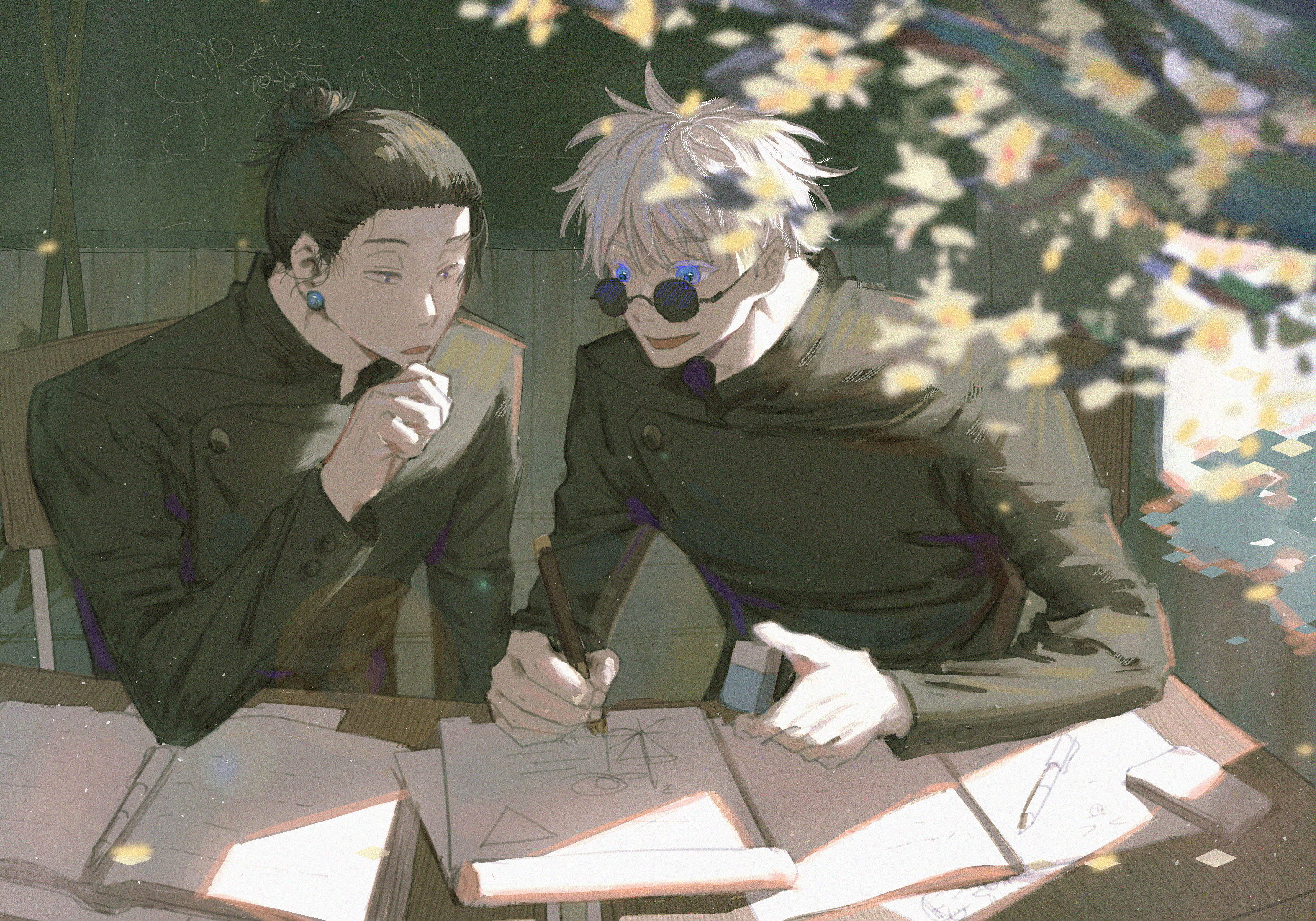 Satoru Gojo and Suguru Geto studying HD Wallpaper