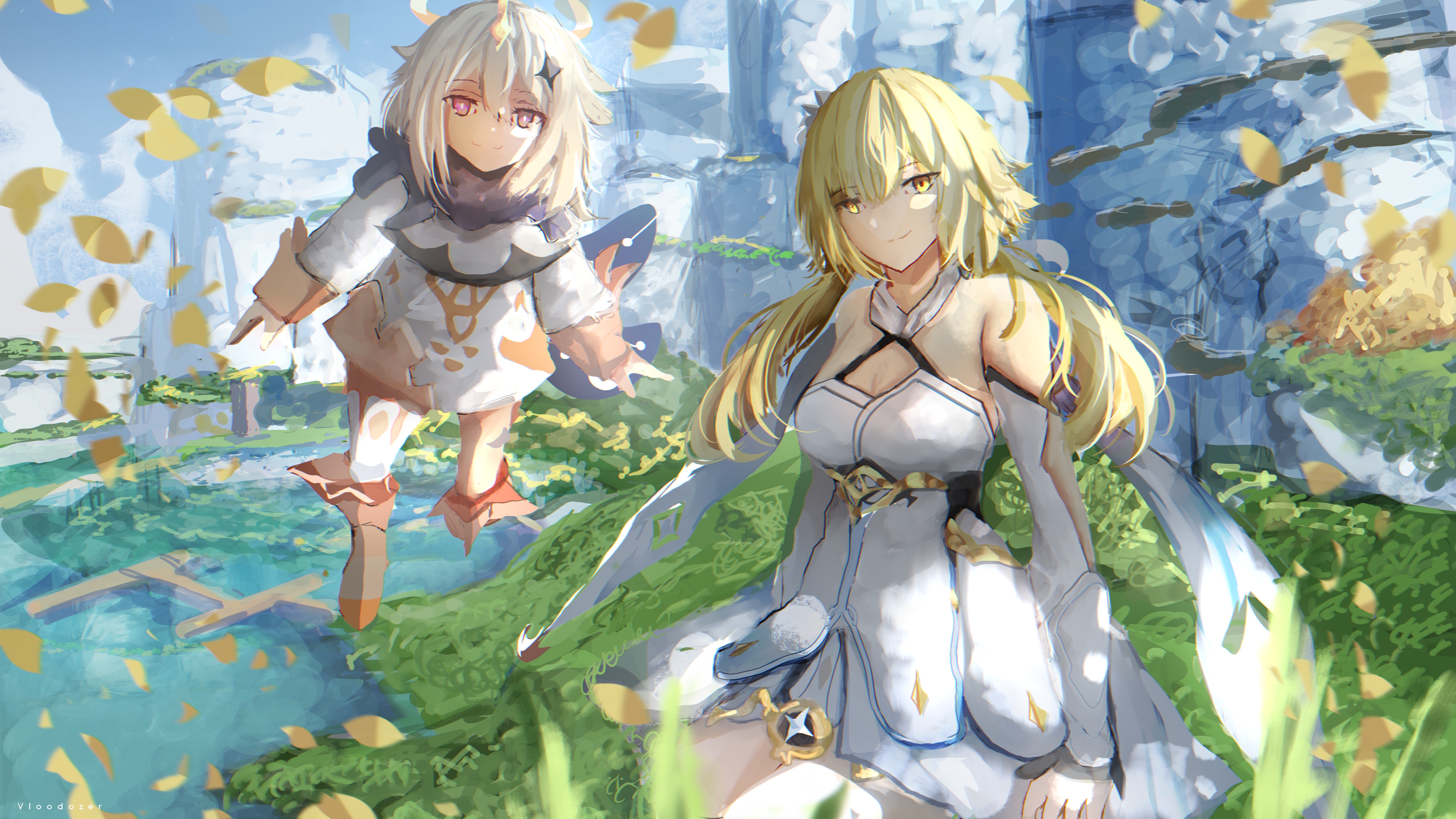 Genshin Impact 4K: Lumine and Paimon HD Wallpaper