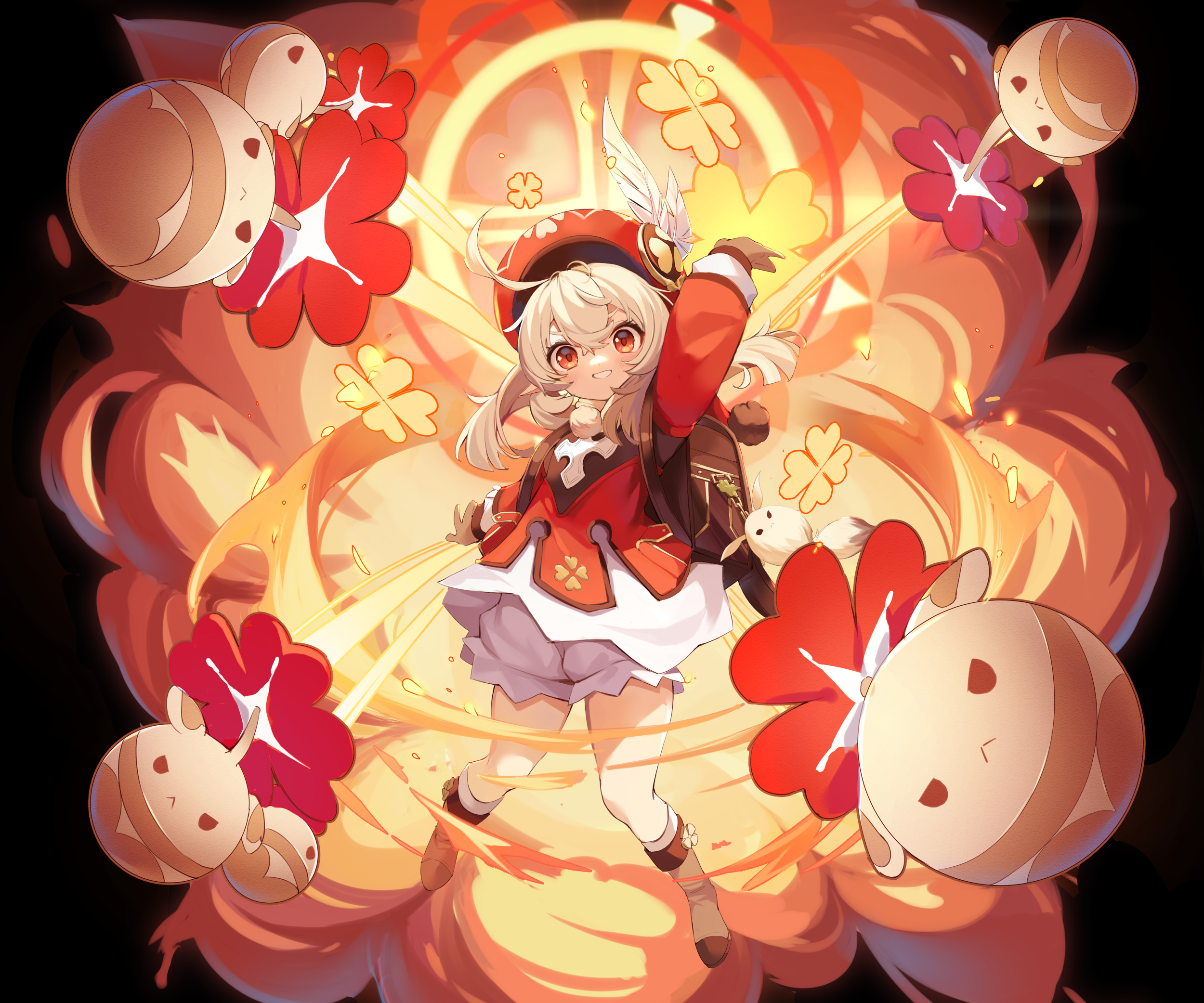 Klee from Genshin Impact with explosive effects HD Wallpaper