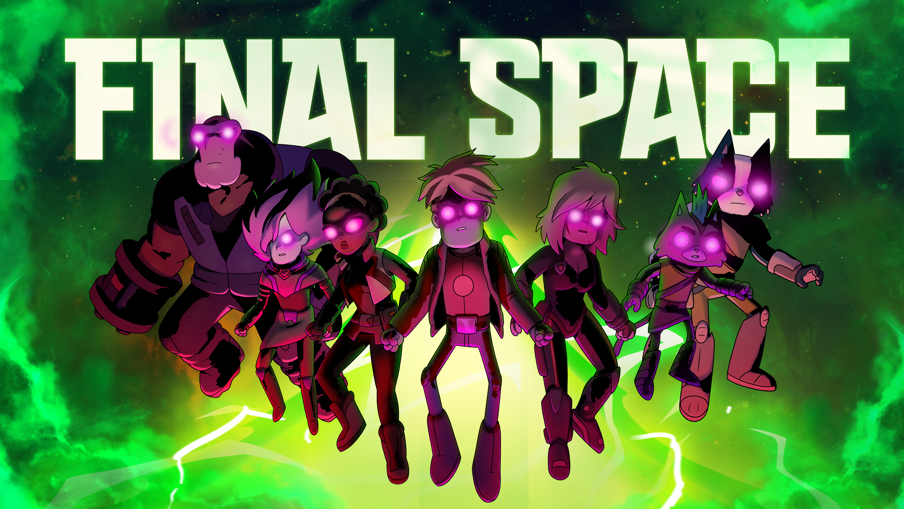 Final Space Characters with Glowing Eyes HD Wallpaper