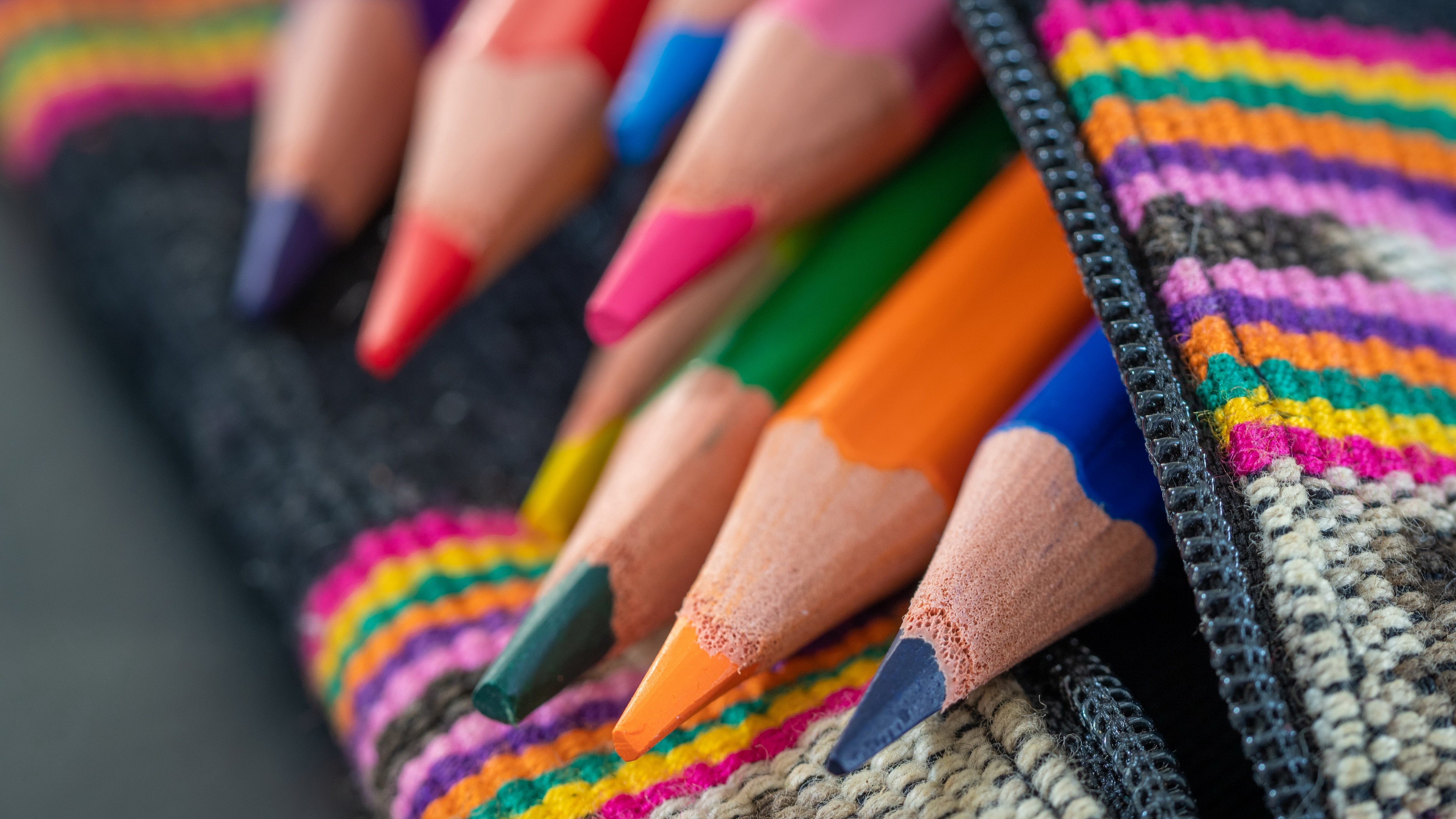 Photography of Colored Pencils in a Pouch HD Wallpaper
