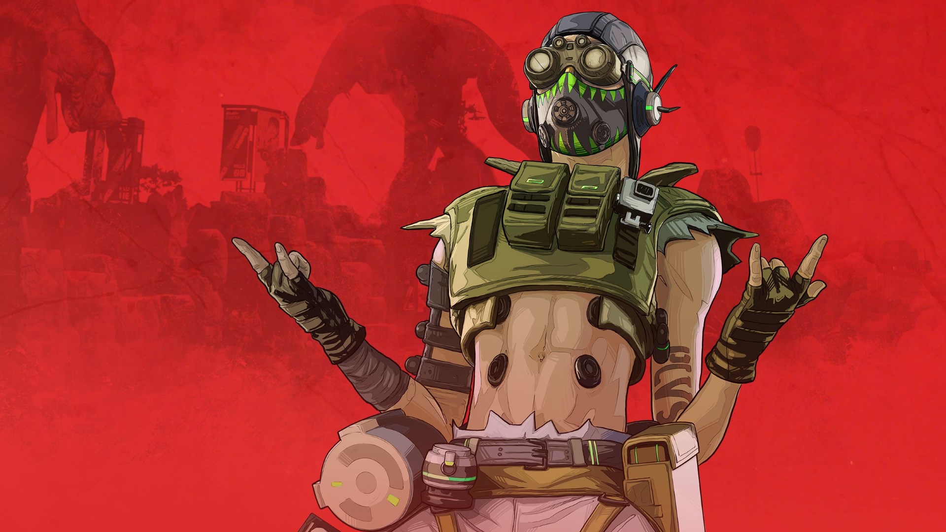 Octane from Apex Legends with red background HD Wallpaper