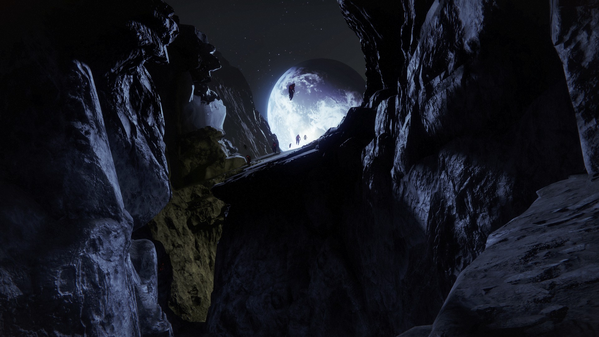 Destiny 2: Shadowkeep planet view from a cave HD Wallpaper
