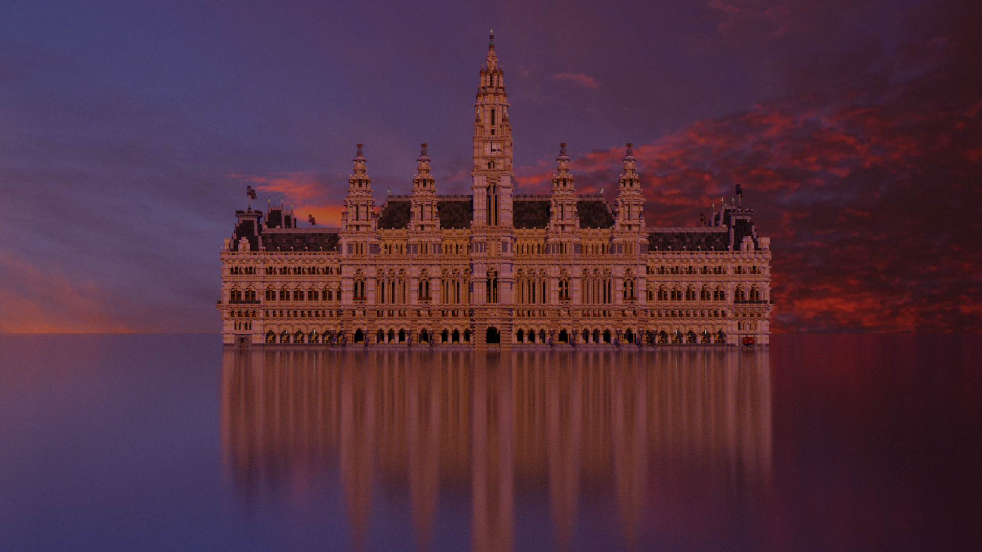 Wiener Rathaus in Vienna, Austria at sunset HD Wallpaper
