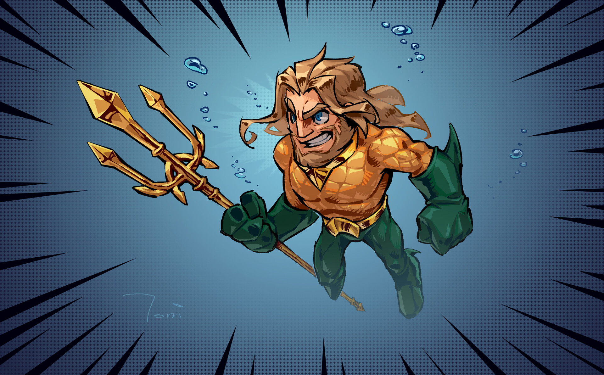 Aquaman with Trident Underwater HD Wallpaper