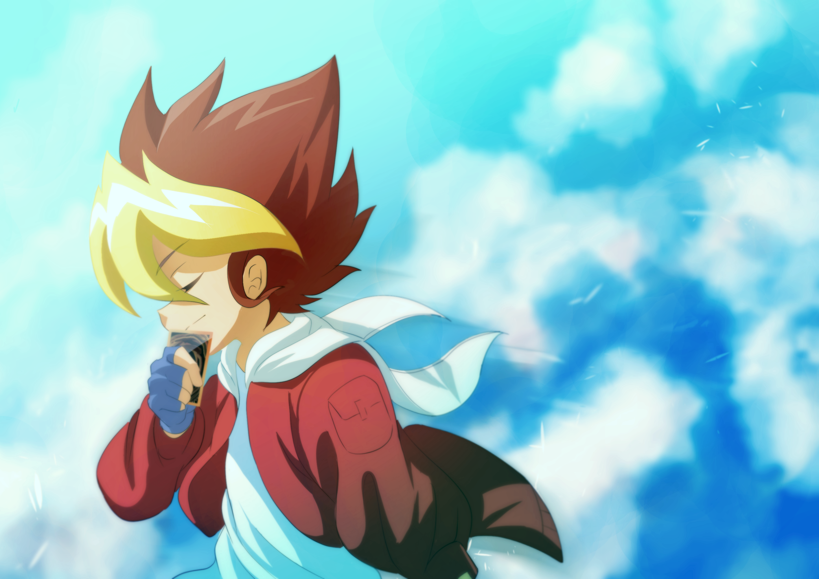 Yuga Ohdo from Yu-Gi-Oh! holding a card HD Wallpaper