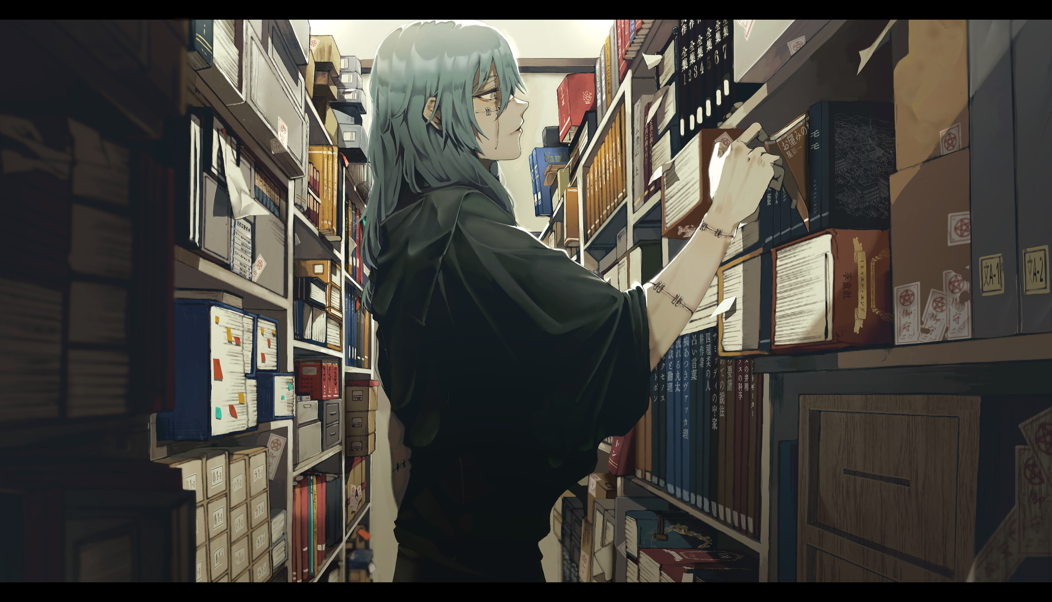 Mahito from Jujutsu Kaisen in Library HD Wallpaper