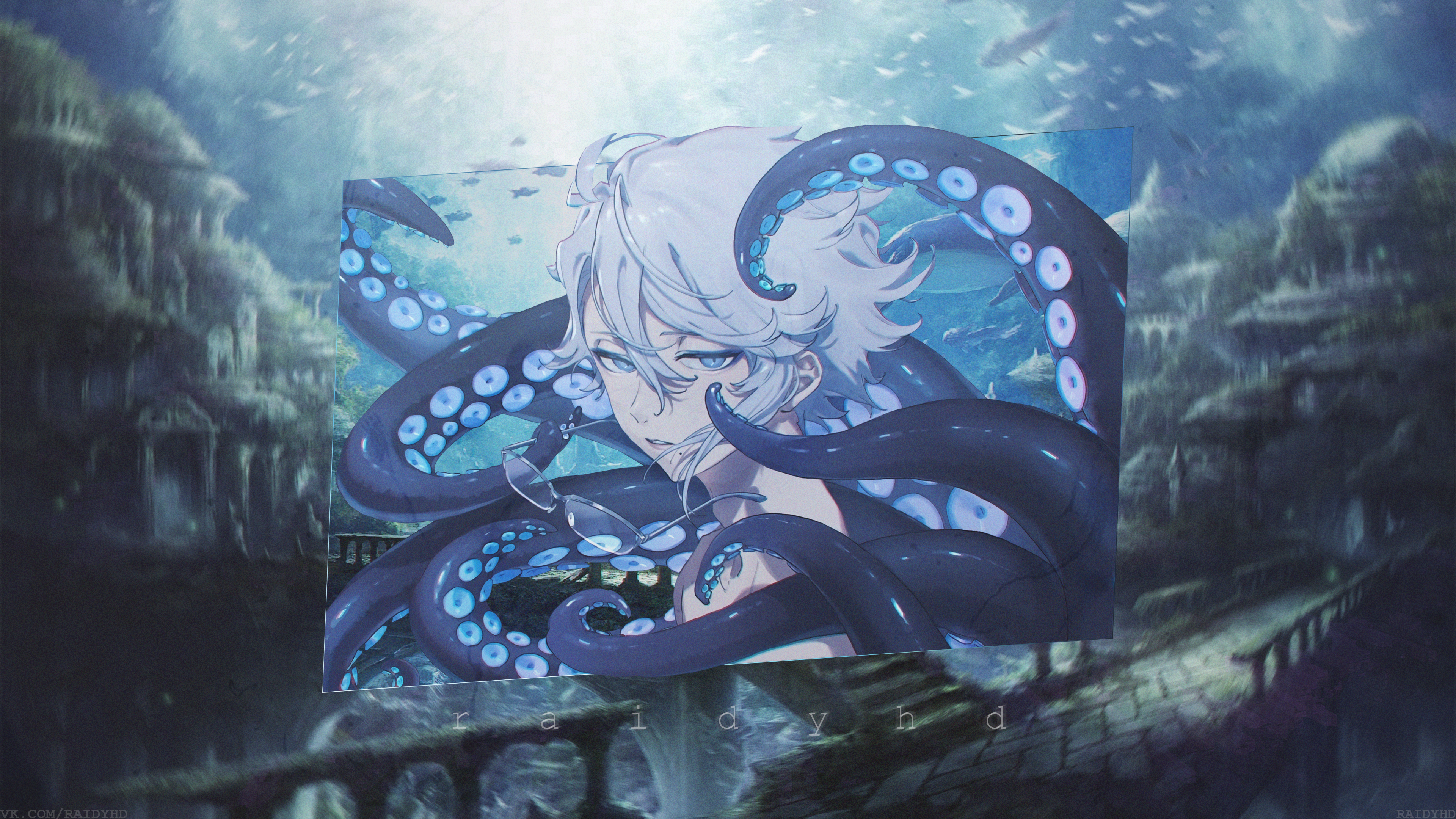 Anime boy with tentacles 4K HD Wallpaper