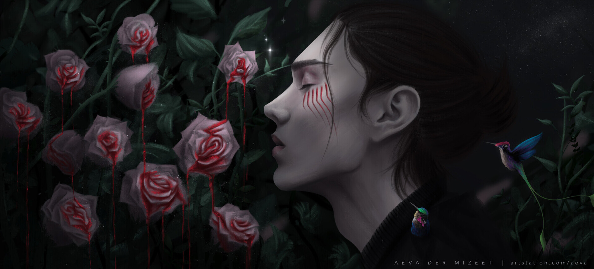Eren Yeager Surrounded by Bleeding Roses HD Wallpaper