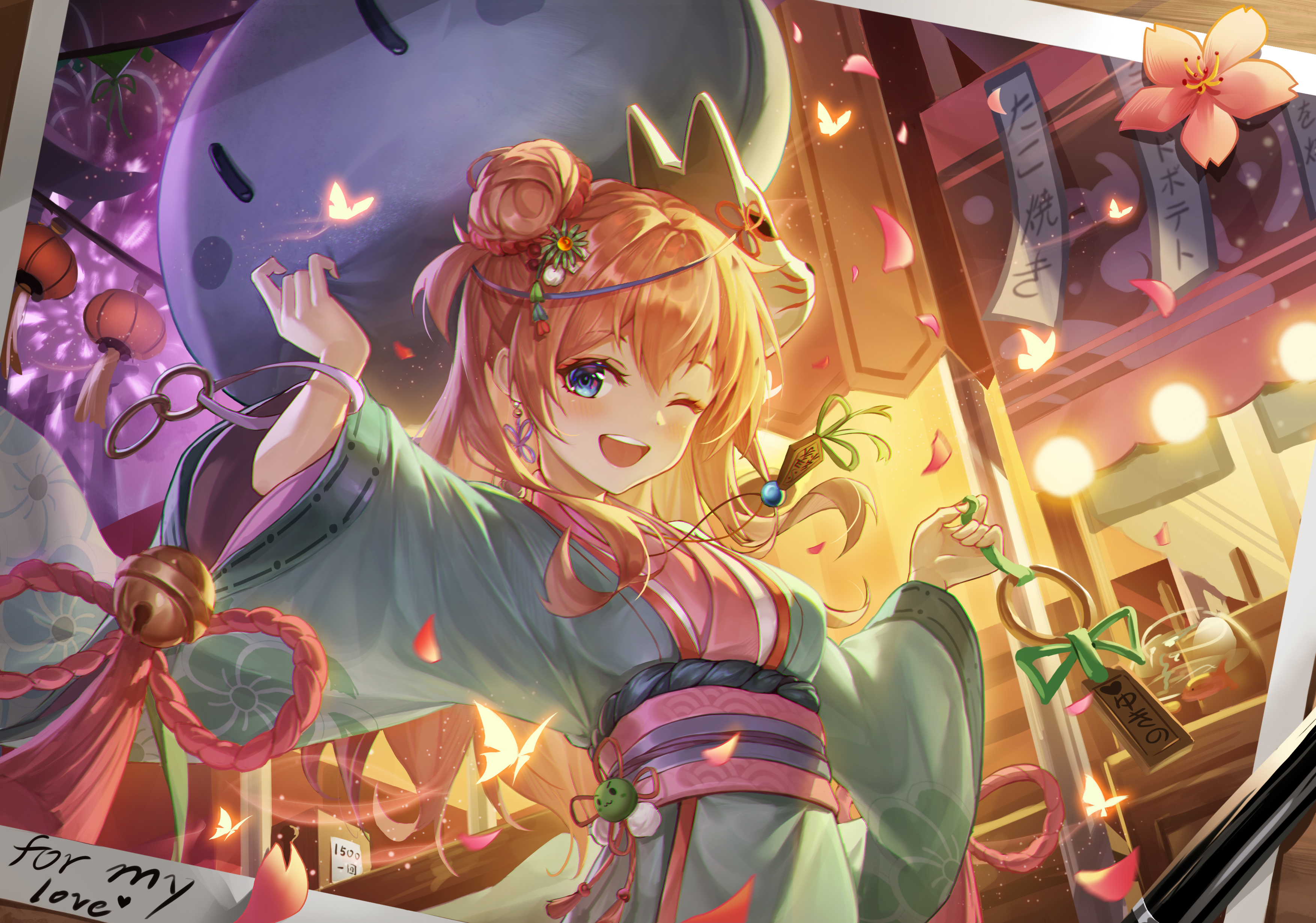 Yui Yuigahama at a Japanese Festival HD Wallpaper