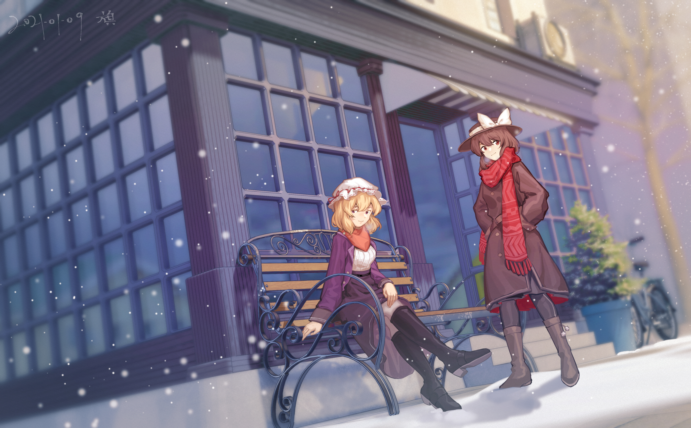 Renko Usami and Maribel Hearn in Winter HD Wallpaper