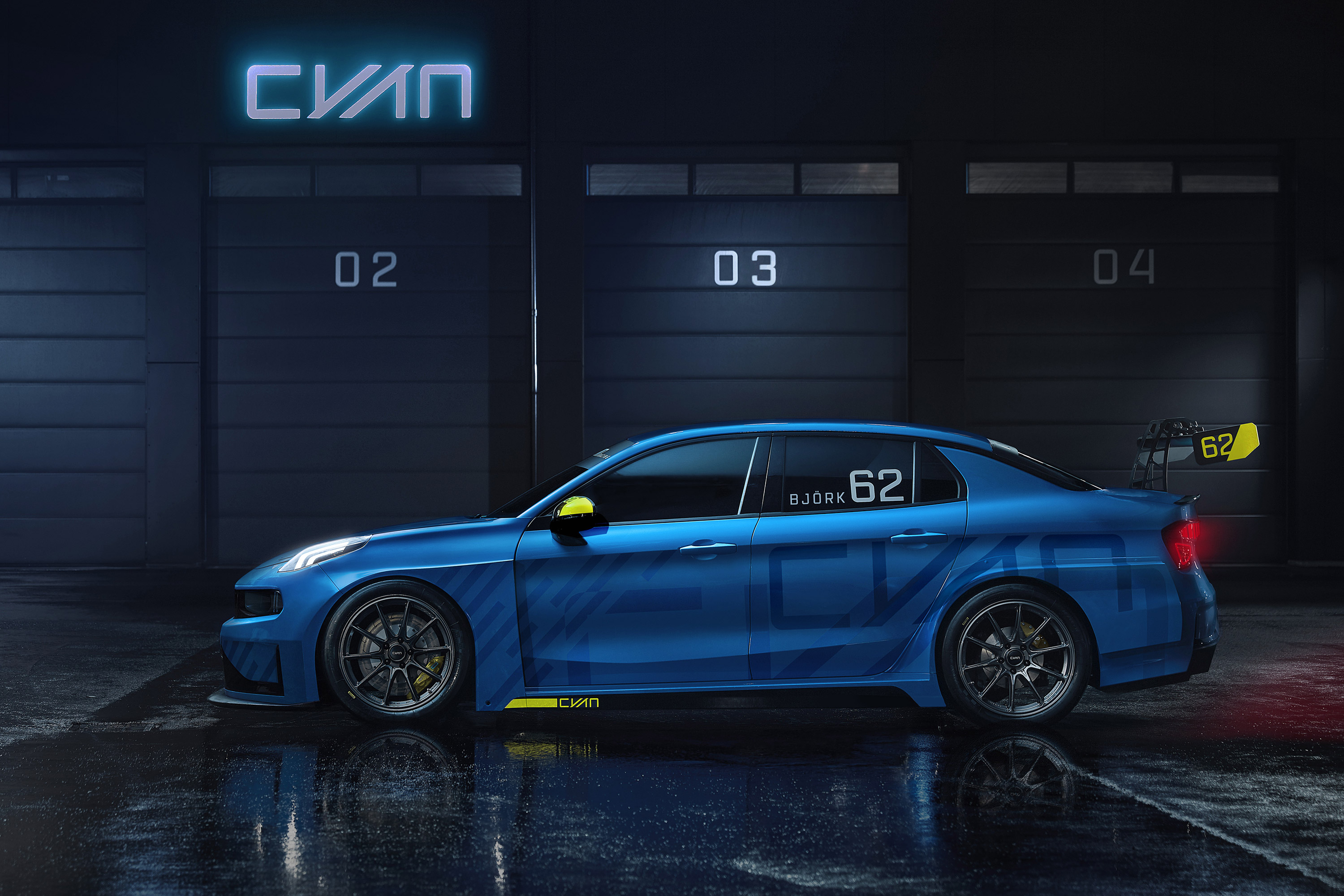 Blue Lynk & Co Cyan race car with number 62 HD Wallpaper