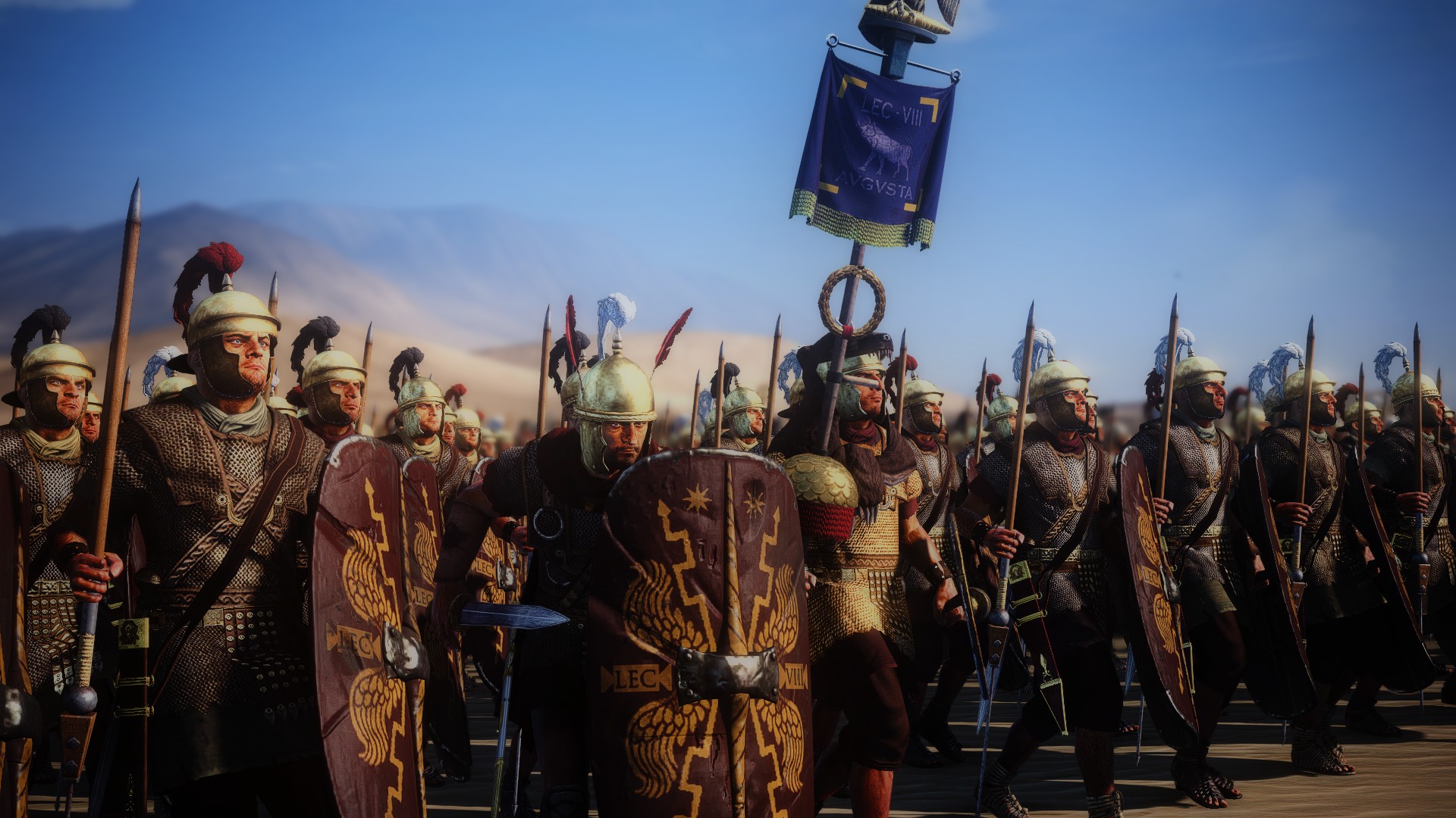 Roman Legion VIII soldiers marching in formation HD Wallpaper
