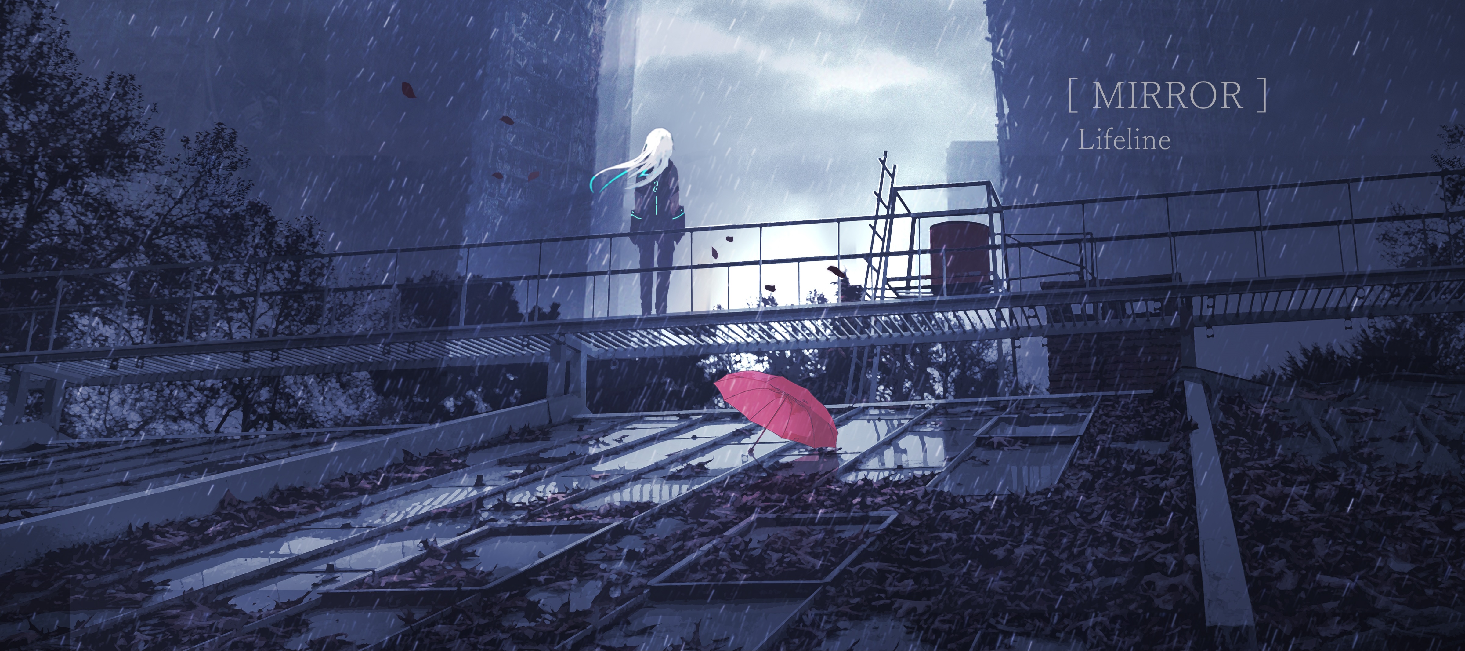 Girl with Umbrella in the Rain HD Wallpaper