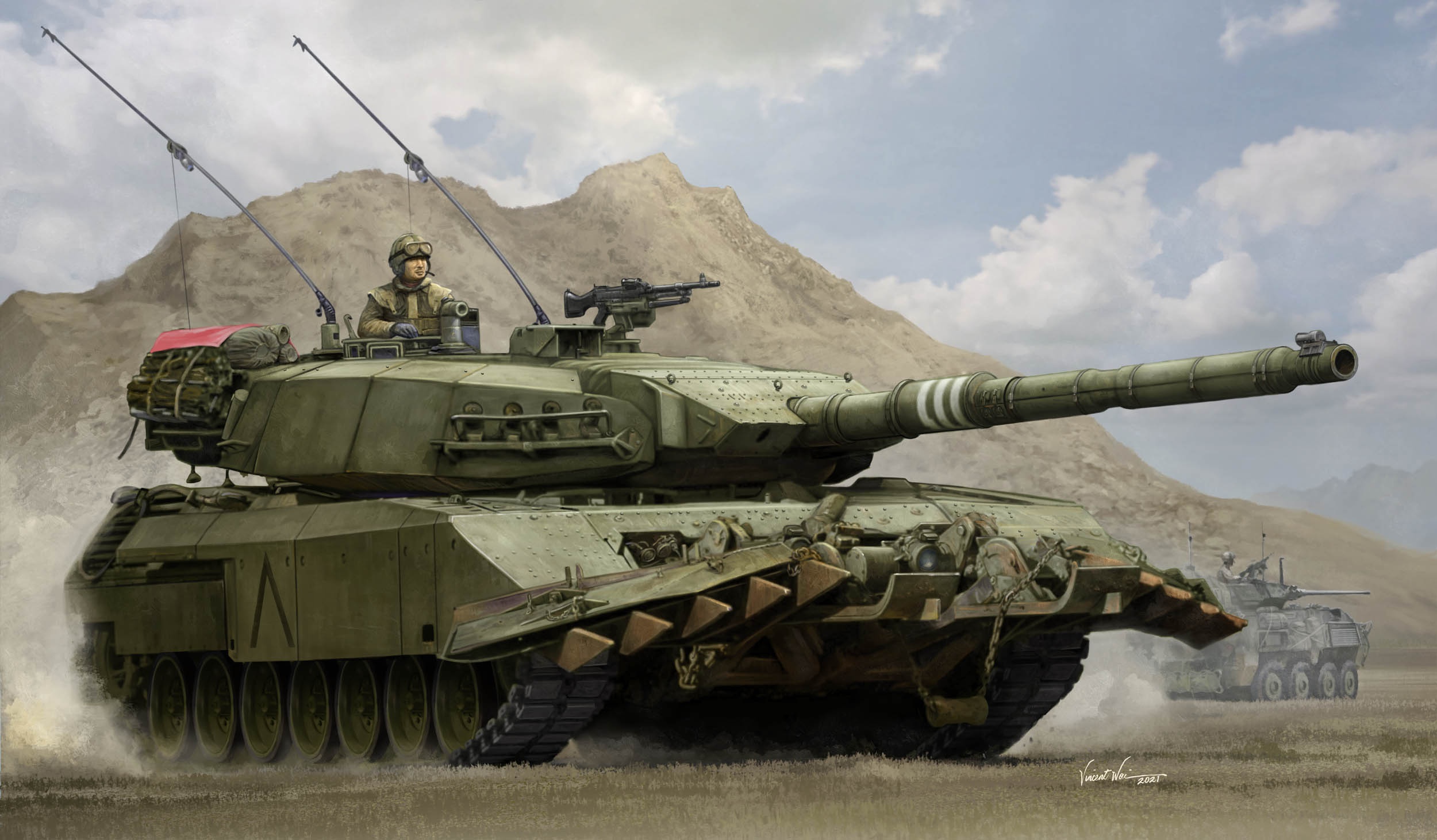 Leopard 2 Tank in a Desert Landscape HD Wallpaper