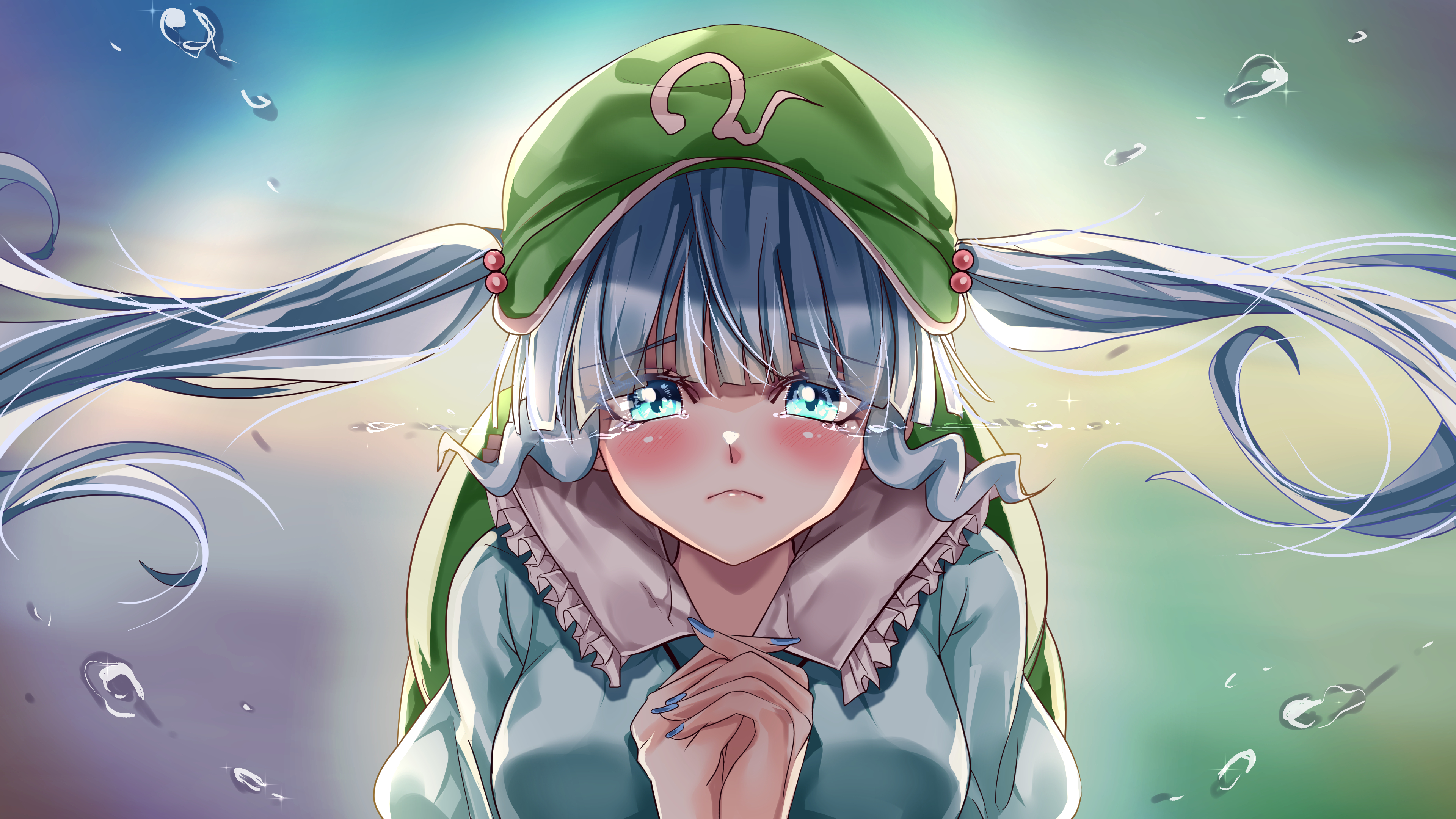 Nitori Kawashiro crying in Touhou 4K HD Wallpaper