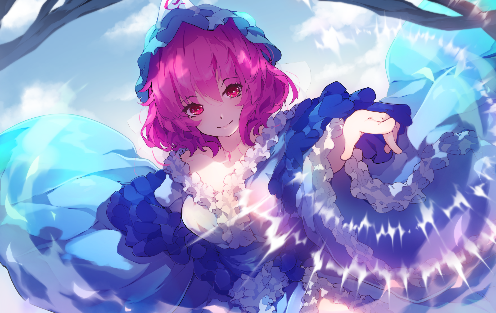 Yuyuko Saigyouji in a blue dress HD Wallpaper