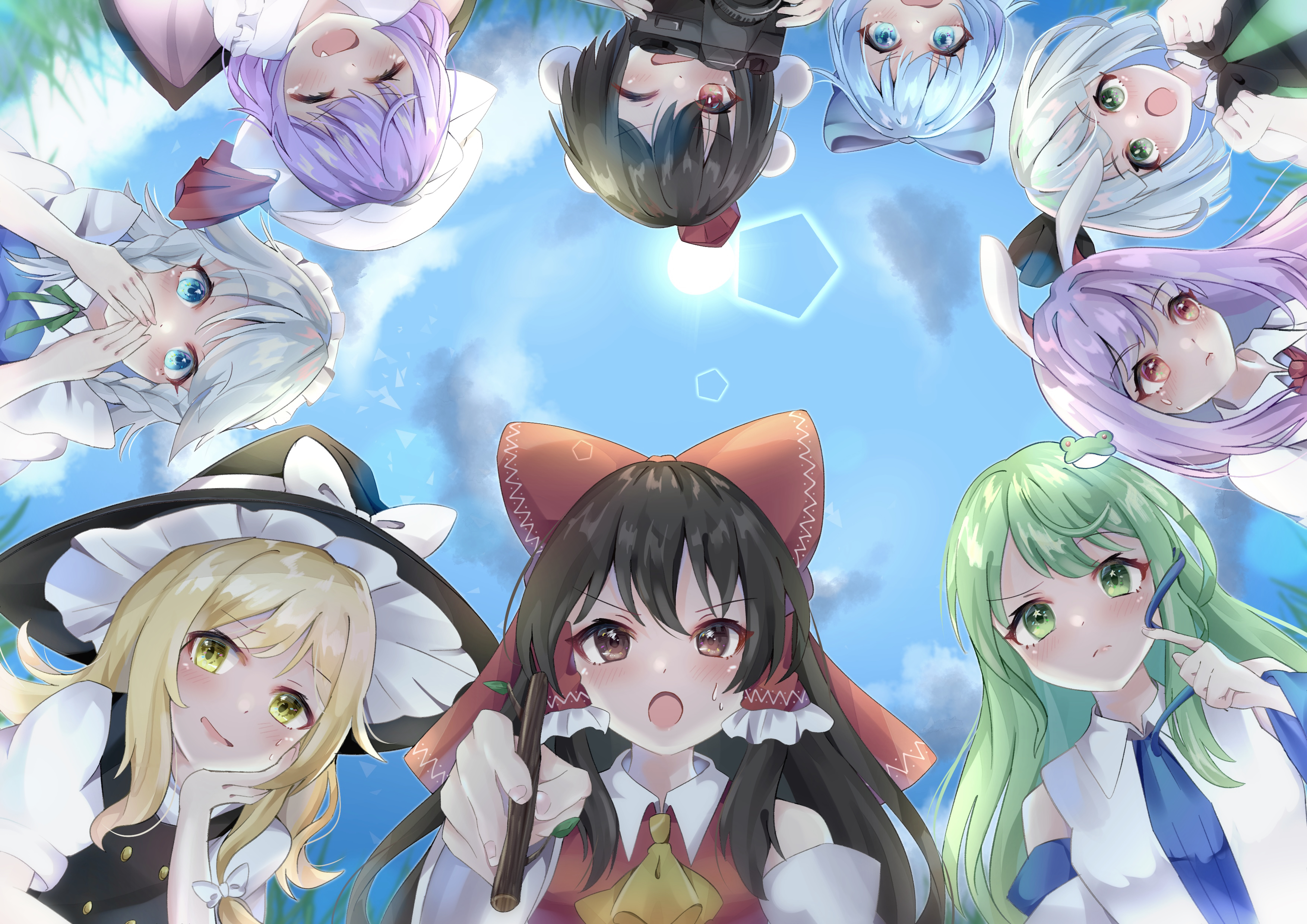 Touhou Project characters gathered under the sky HD Wallpaper