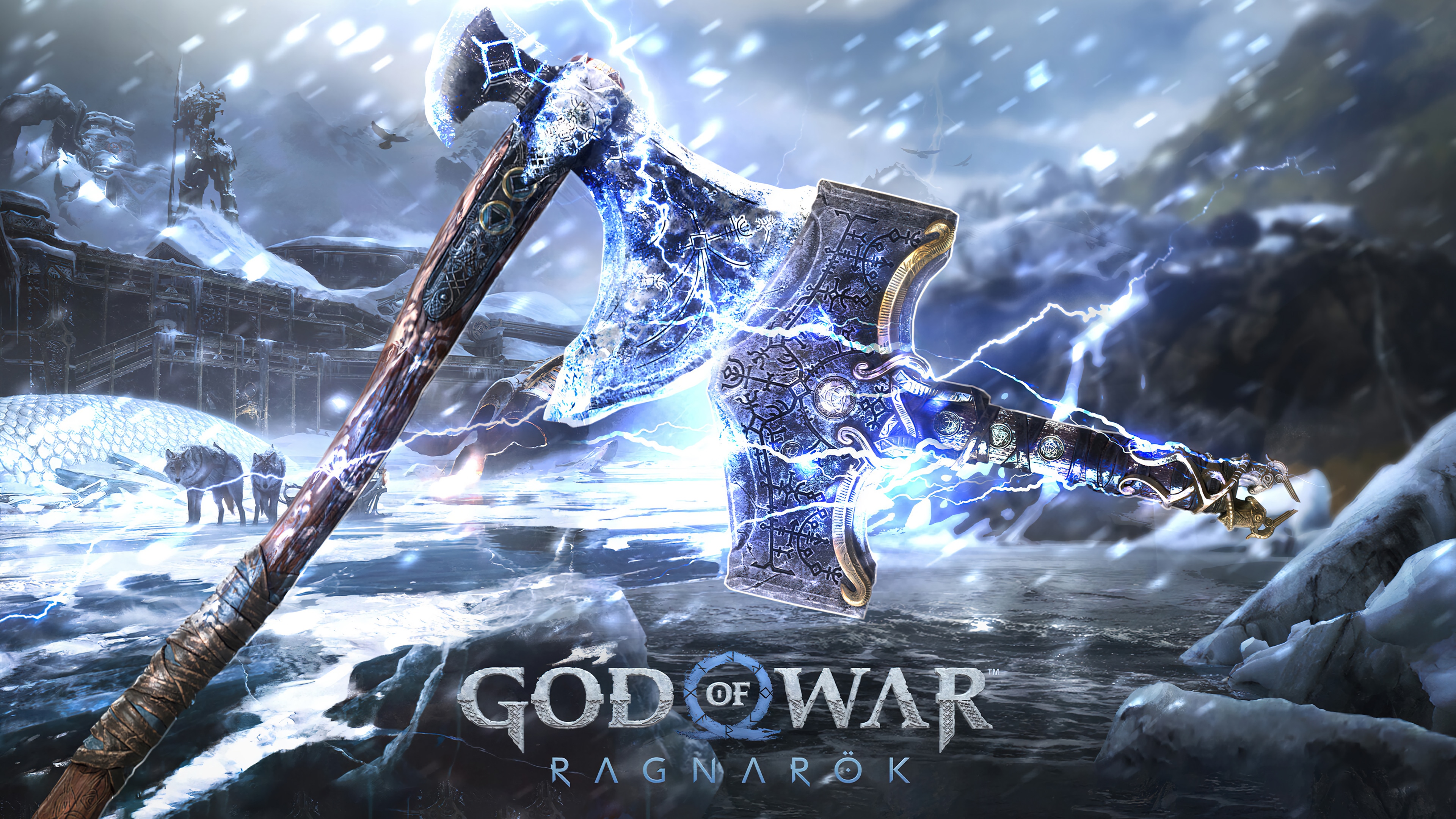 God of War Ragnarok Axe and Hammer 4K HD Wallpaper