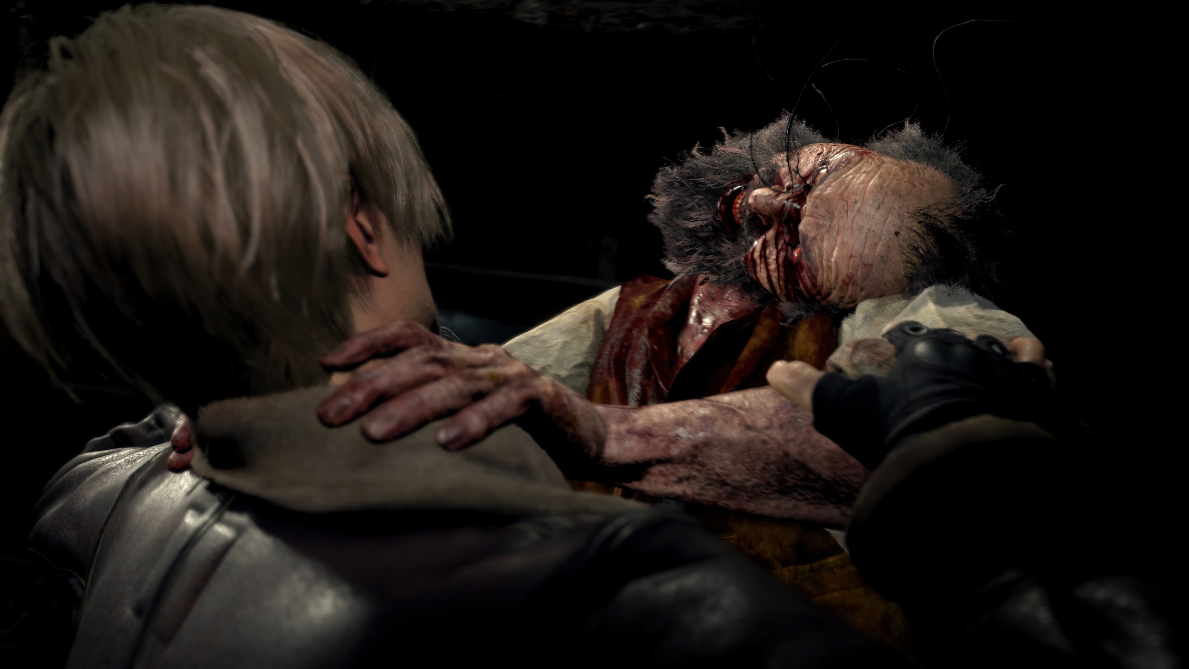 Resident Evil 4 Leon S. Kennedy and a grotesque figure HD Wallpaper