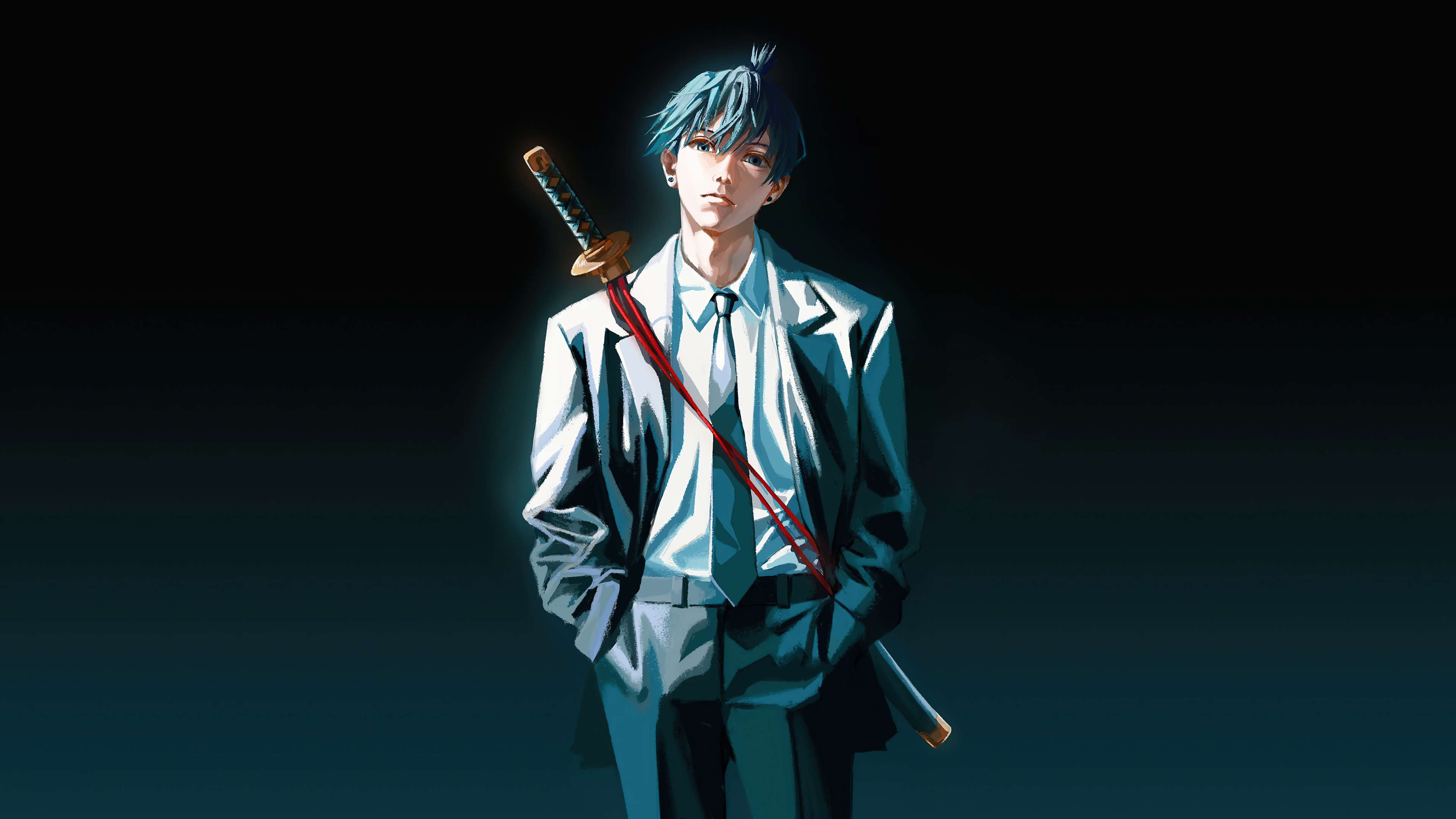 Aki Hayakawa with a sword from Chainsaw Man 4K HD Wallpaper