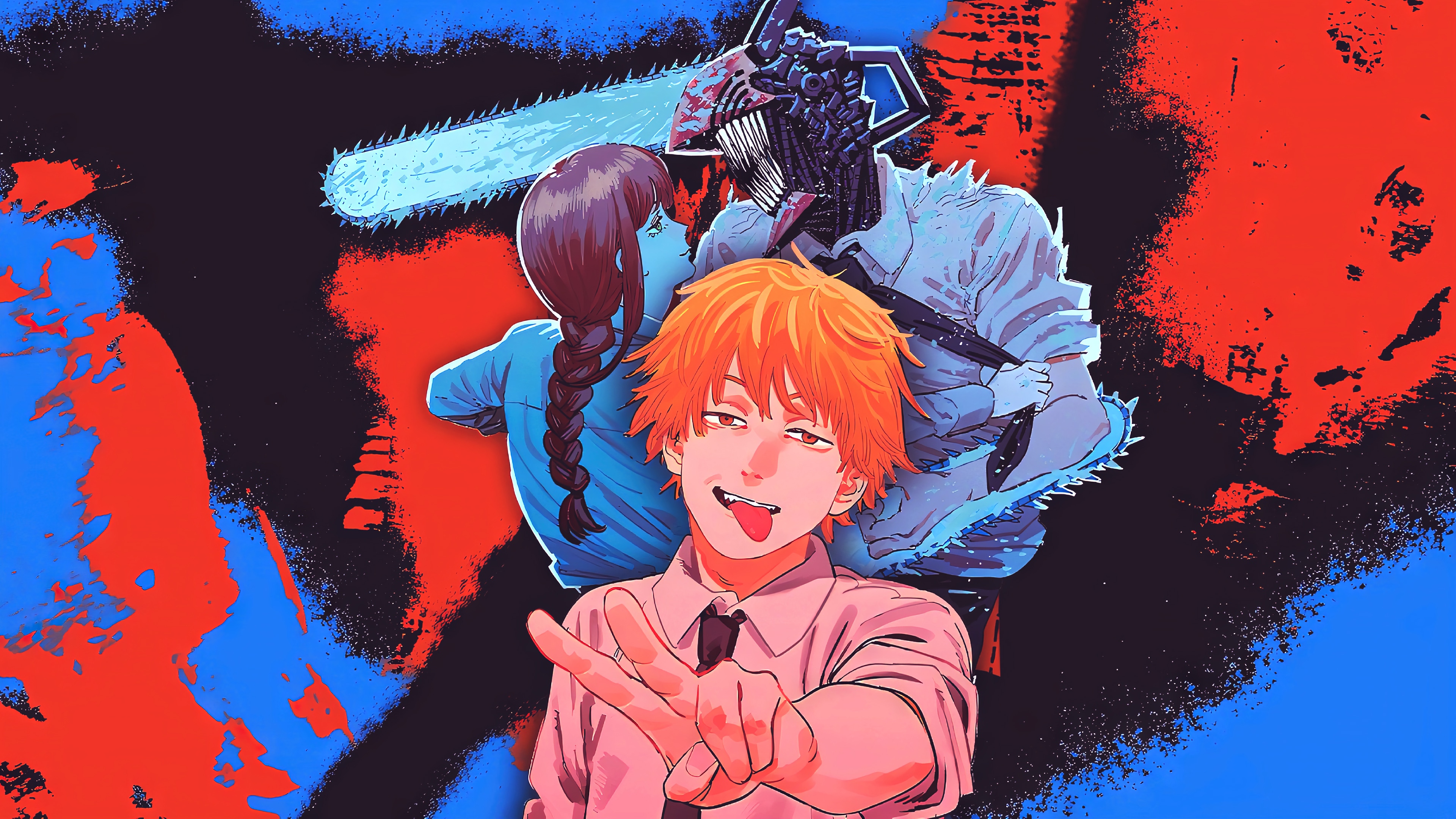 Chainsaw Man Denji, Makima, and Chainsaw Devil 4K HD Wallpaper