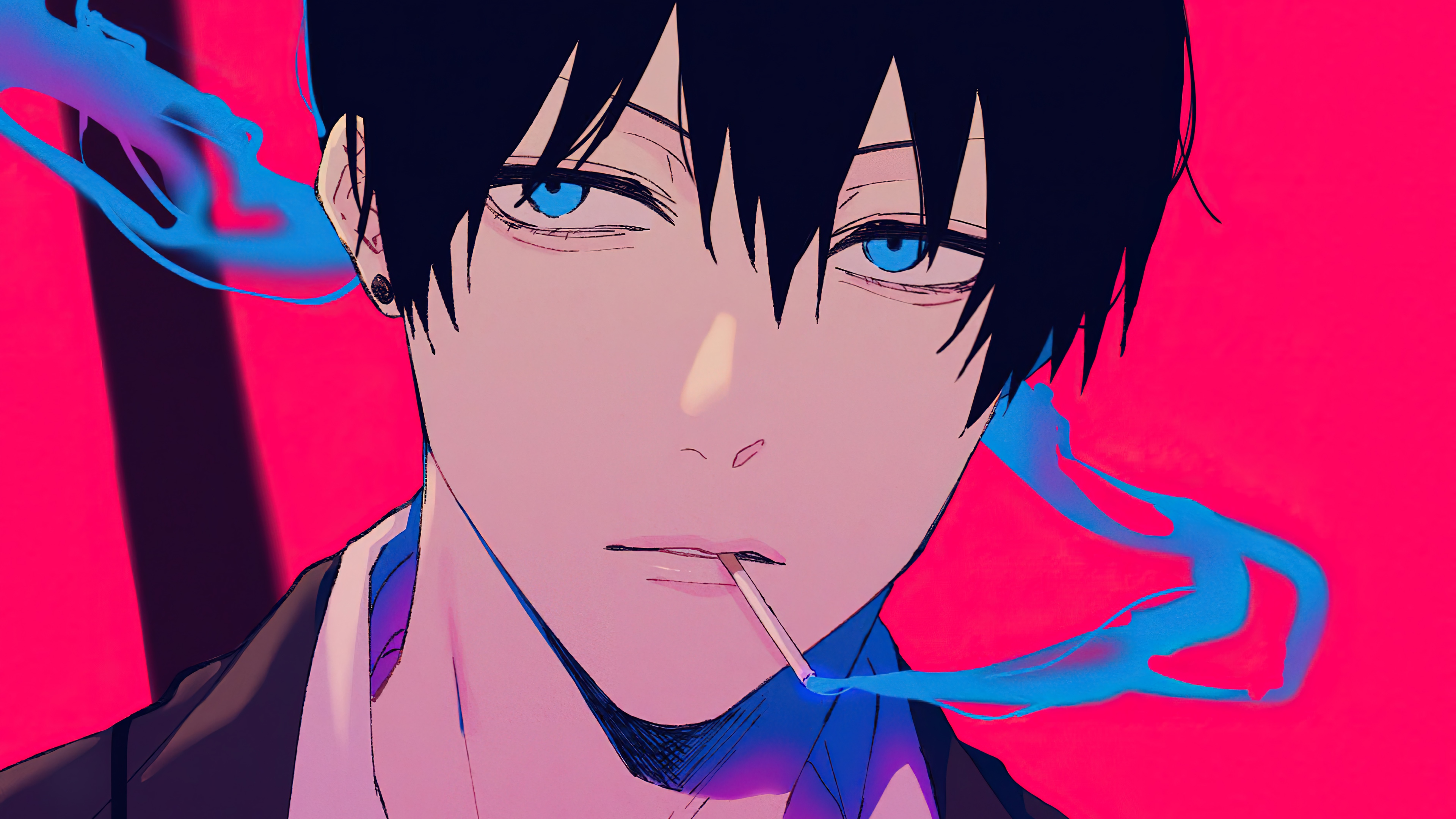Aki Hayakawa Smoking with Blue Smoke HD Wallpaper
