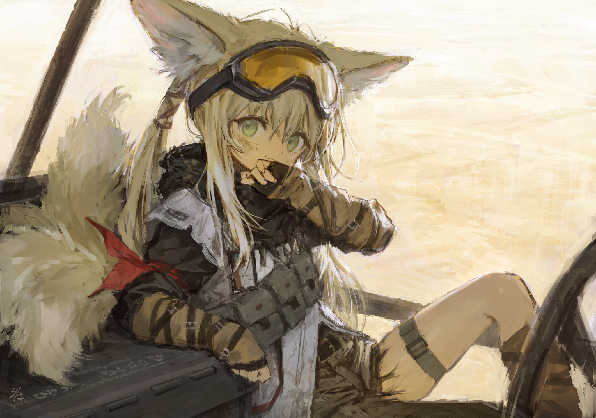 Suzuran from Arknights in a desert vehicle HD Wallpaper