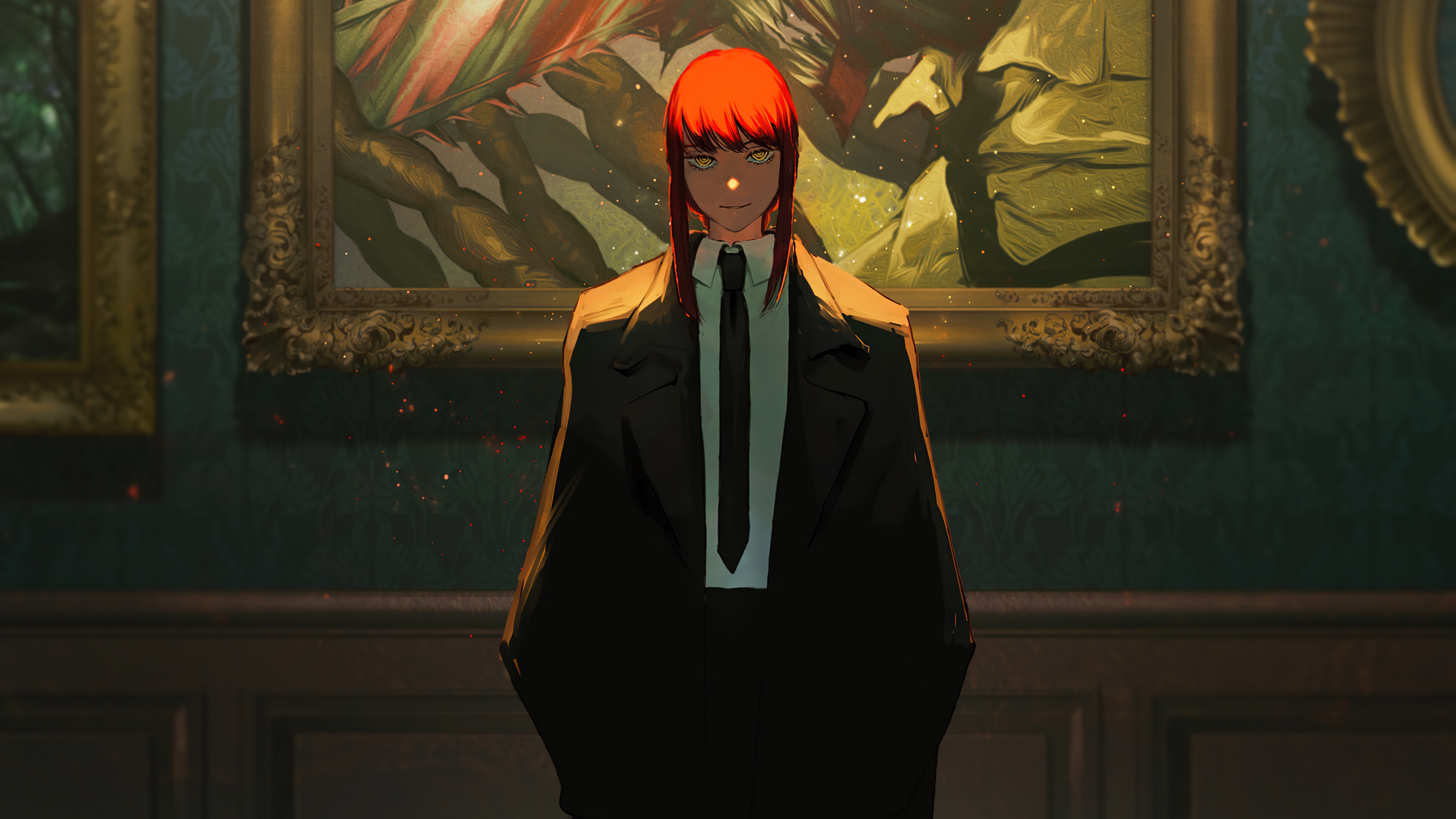 Makima from Chainsaw Man in a suit HD Wallpaper