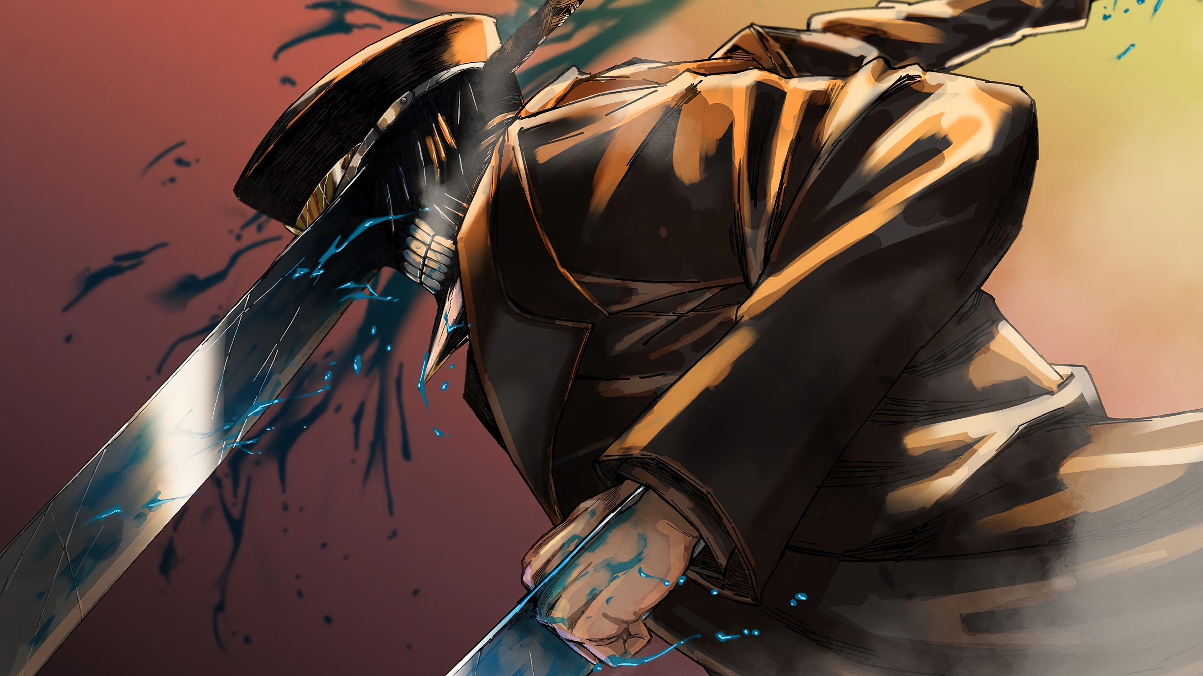 Chainsaw Man with Katana HD Wallpaper