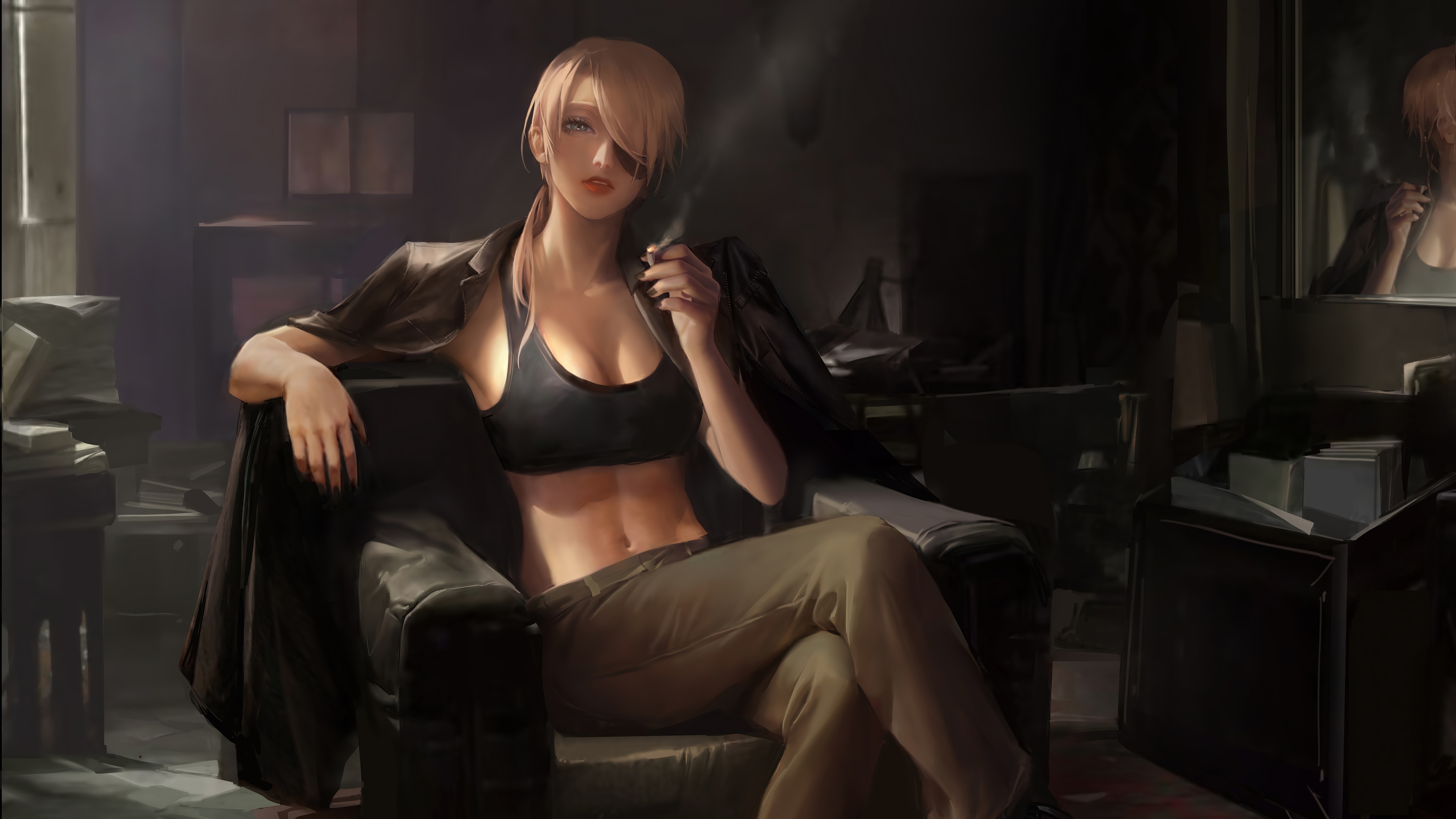 Quanxi from Chainsaw Man smoking 4K HD Wallpaper