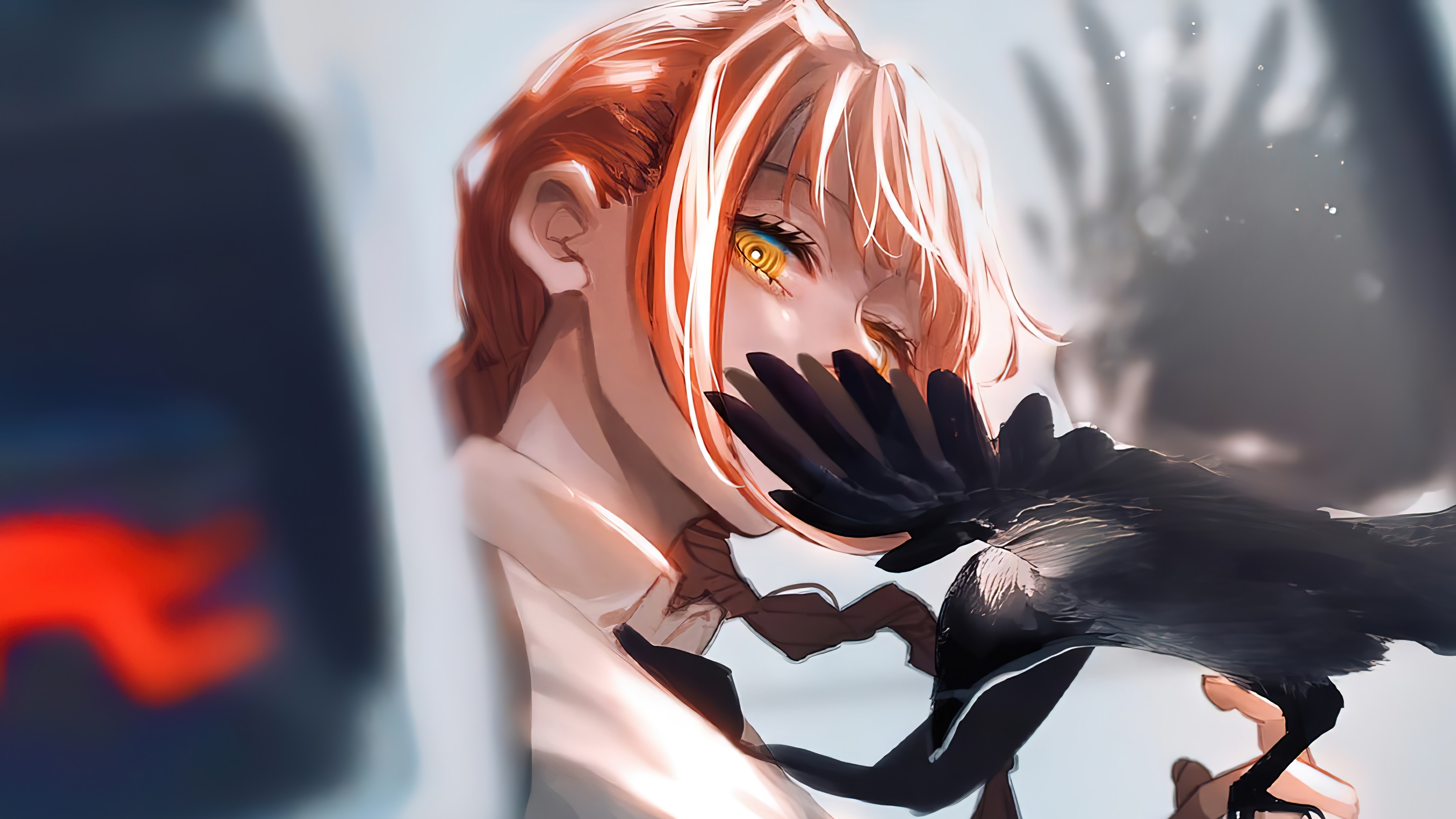 Makima from Chainsaw Man with a crow HD Wallpaper