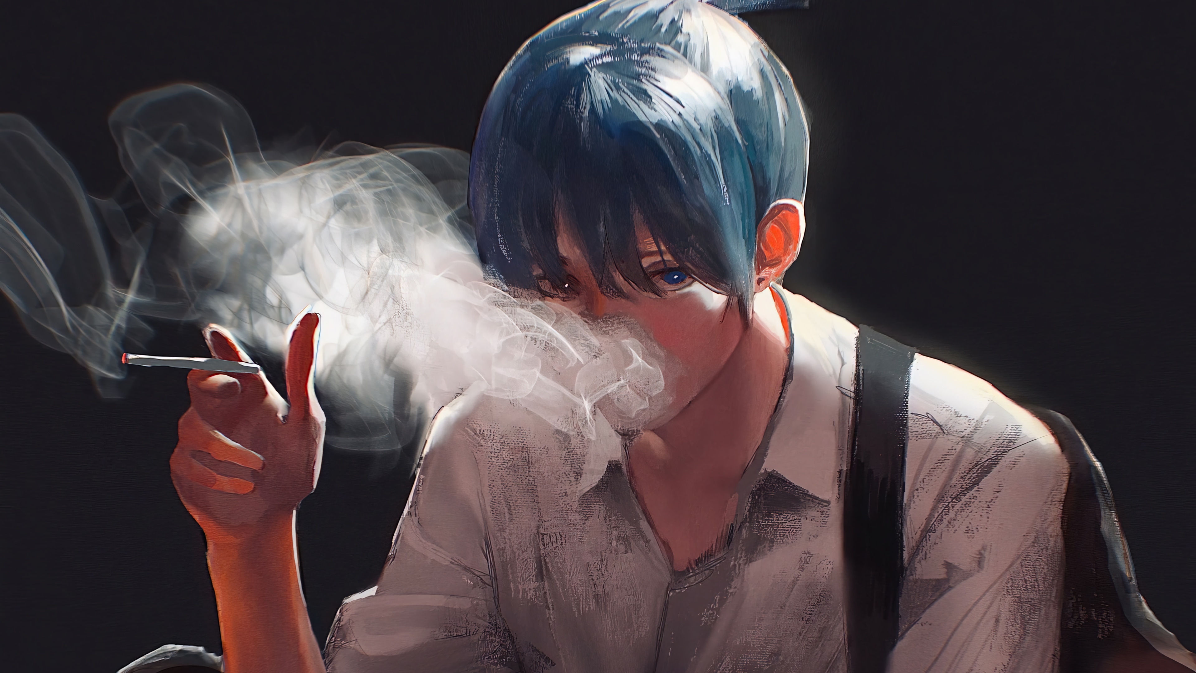 Aki Hayakawa from Chainsaw Man smoking HD Wallpaper