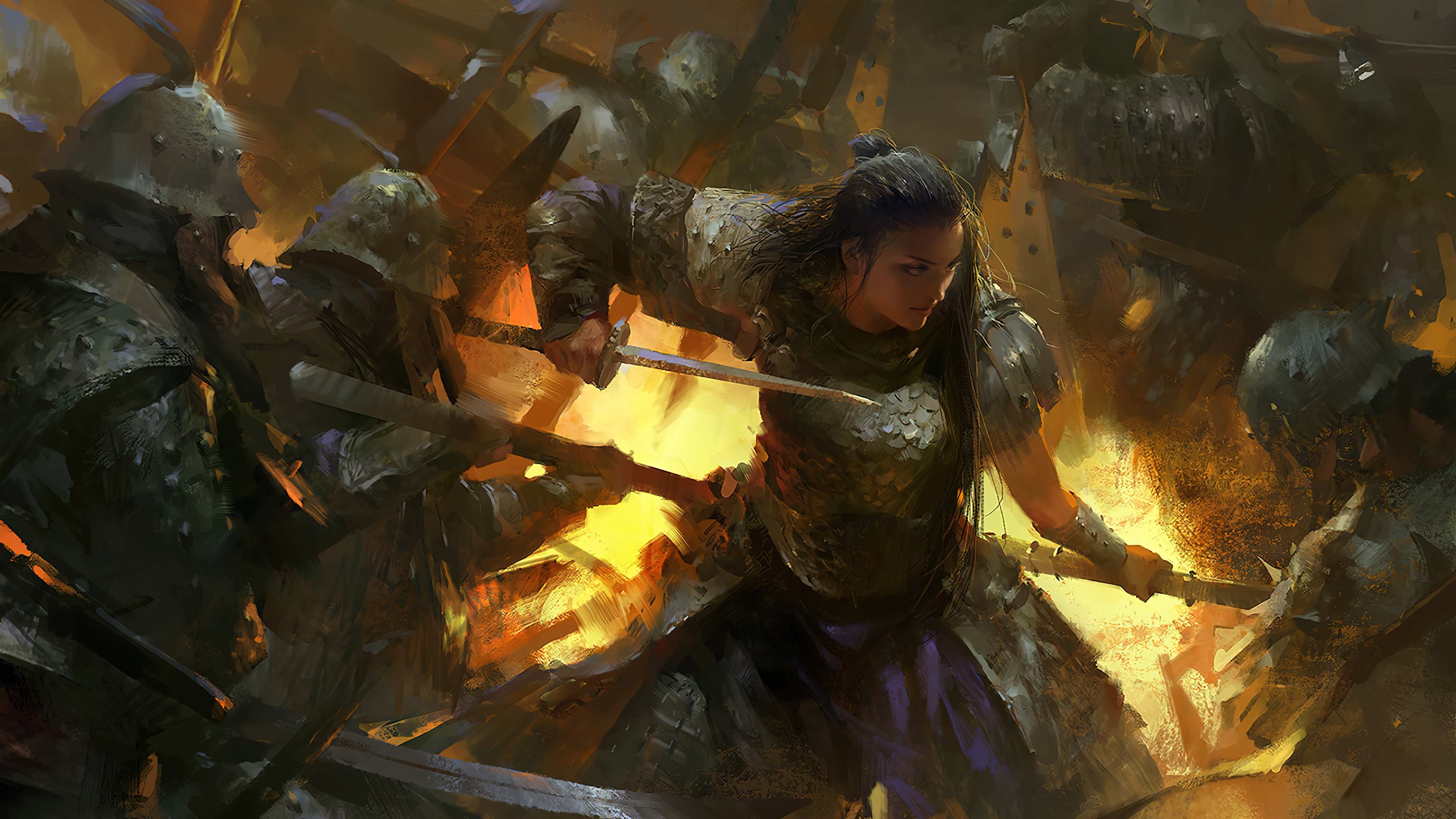 Warrior Girl in Battle 4K HD Wallpaper