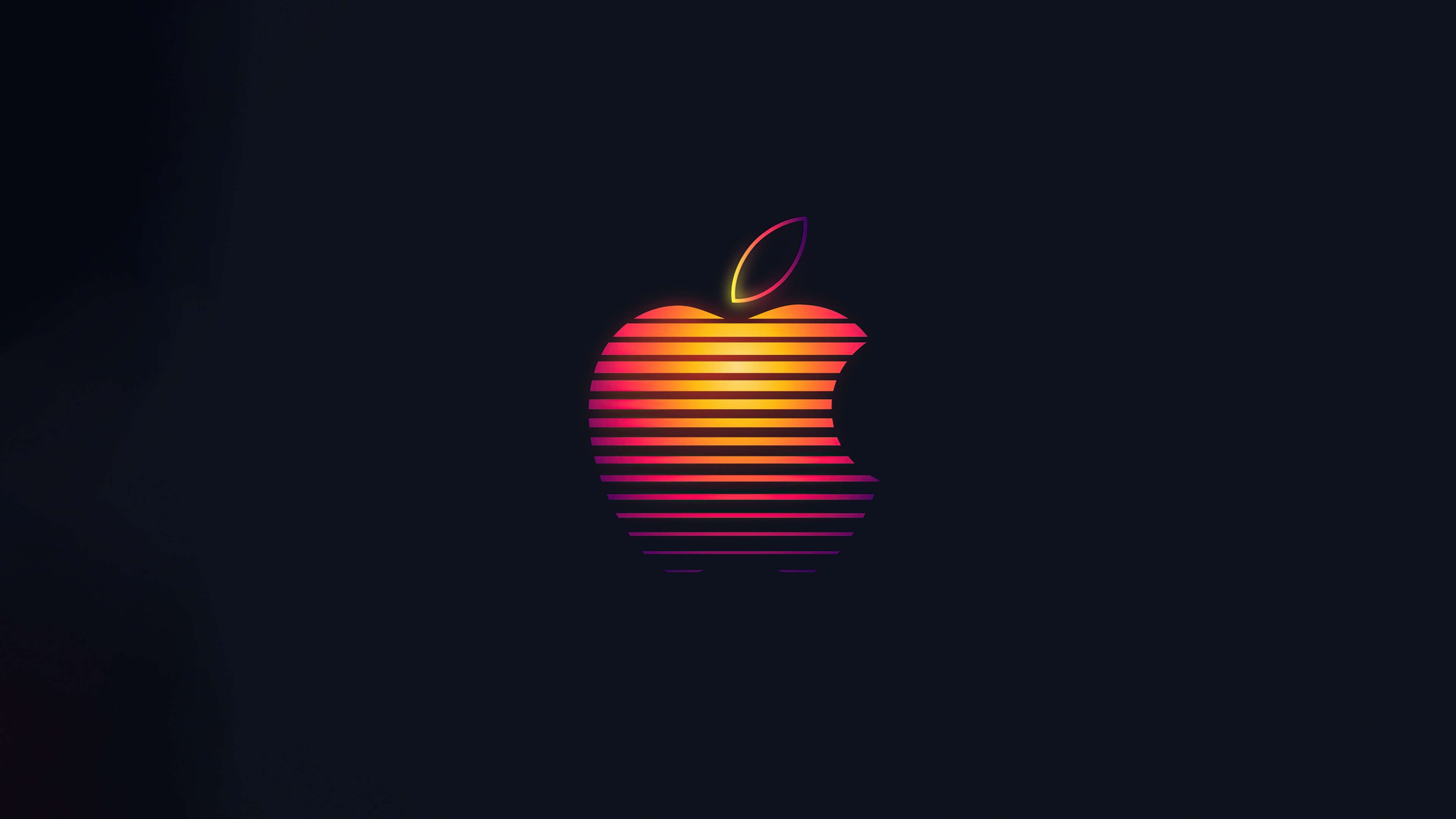 Apple Logo with Retro Stripes 4K HD Wallpaper