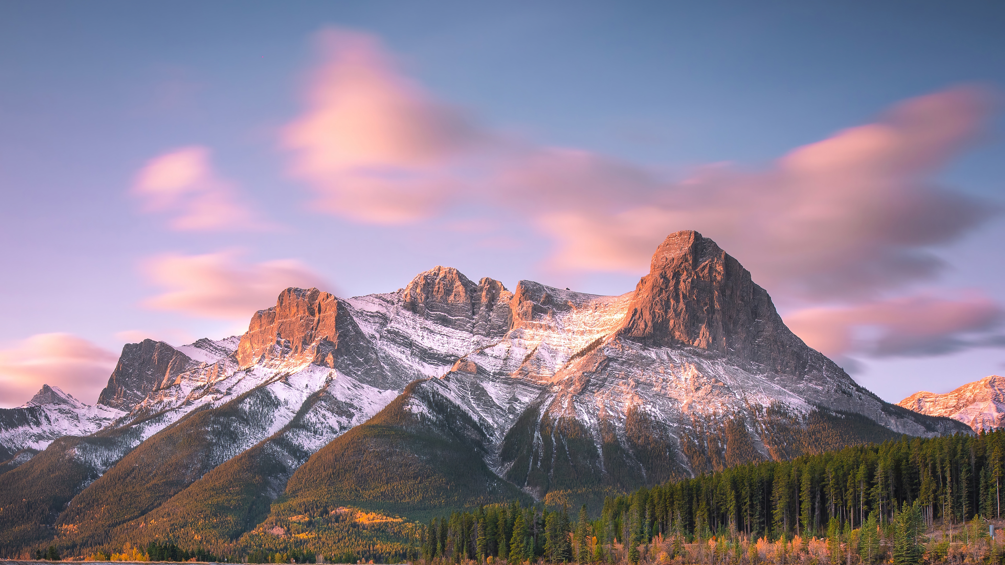 Three Sisters Mountains in Banff National Park, Canada 4K HD Wallpaper