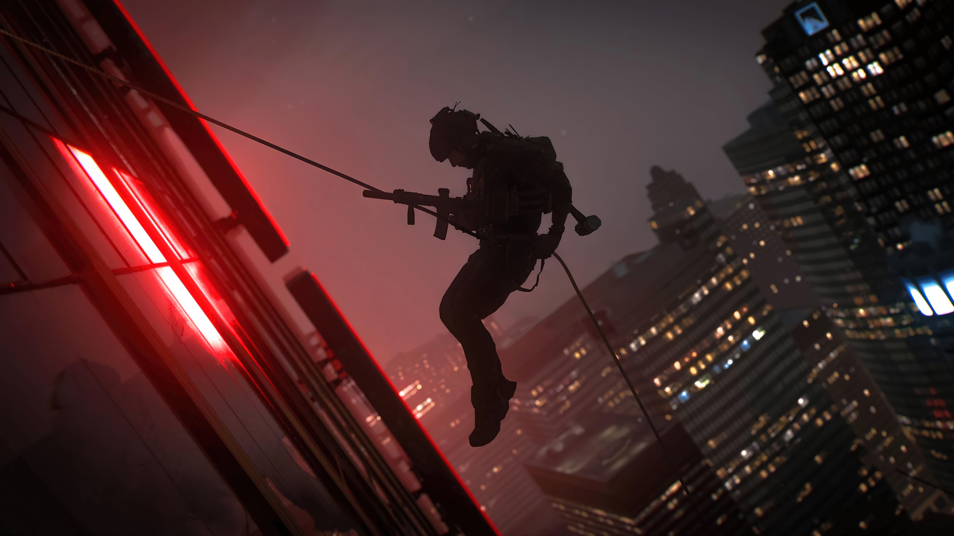 Call of Duty: Modern Warfare 2 Soldier Rappelling 4K HD Wallpaper