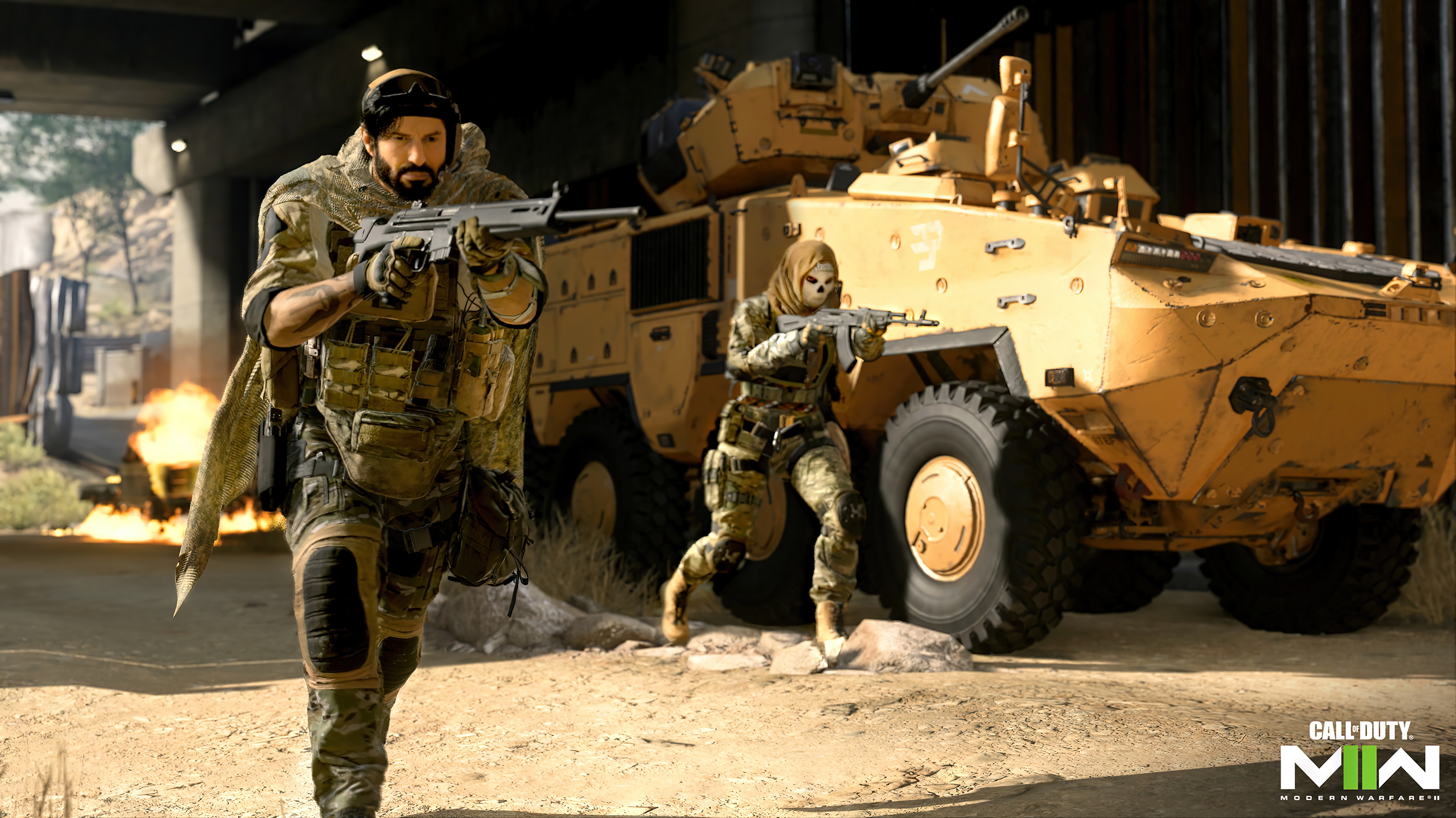 Call of Duty: Modern Warfare 2 soldiers with armored vehicle HD Wallpaper