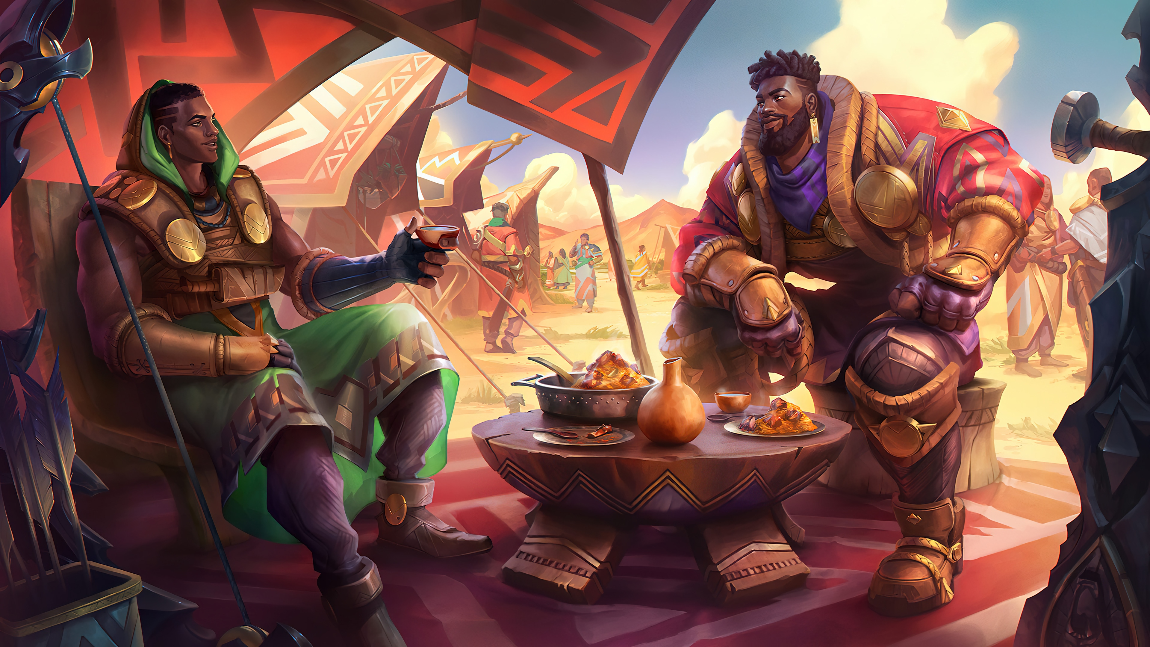 KSante from League of Legends in a desert camp HD Wallpaper
