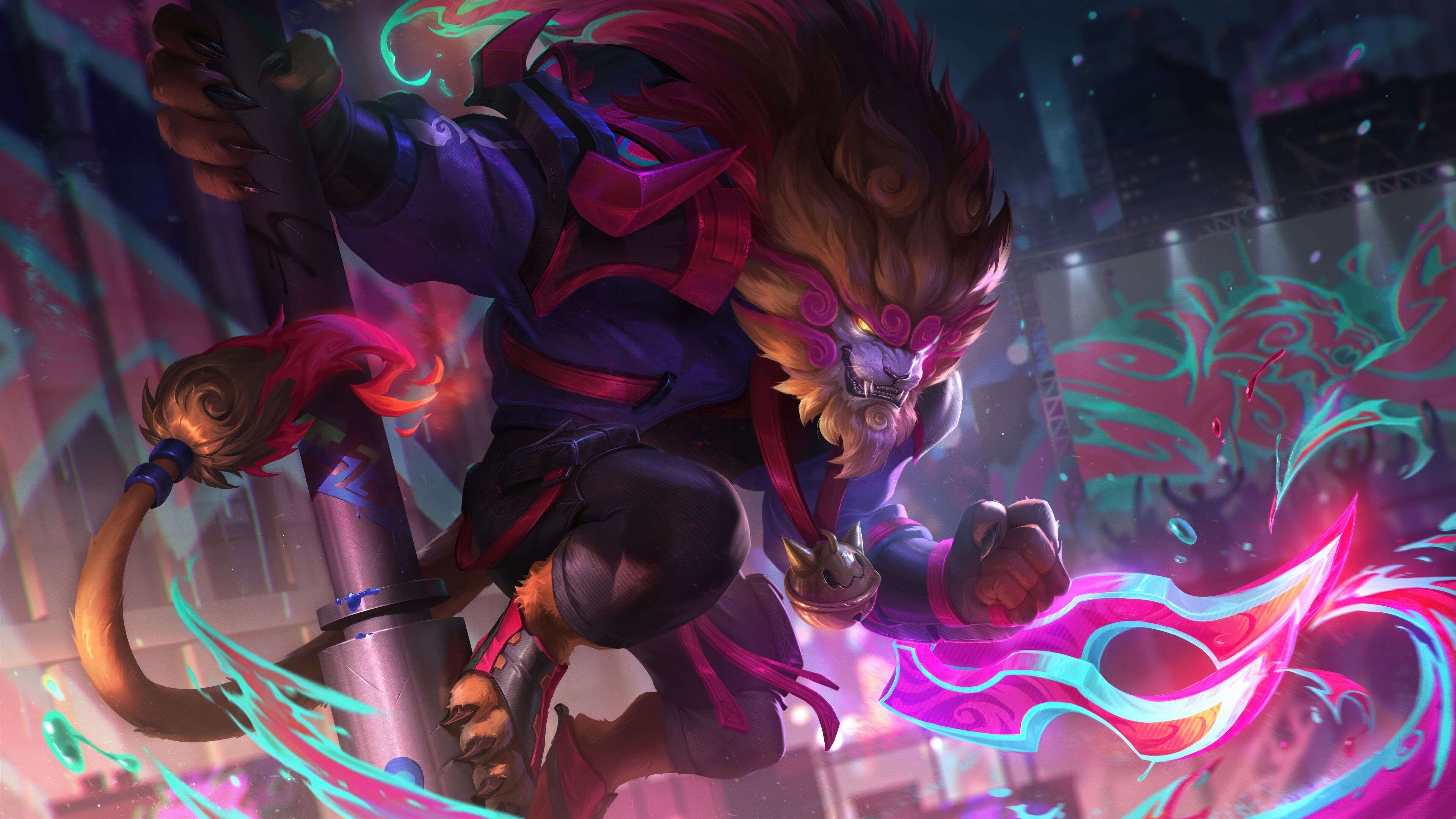 Street Demon Rengar League of Legends Splash Art 4K HD Wallpaper