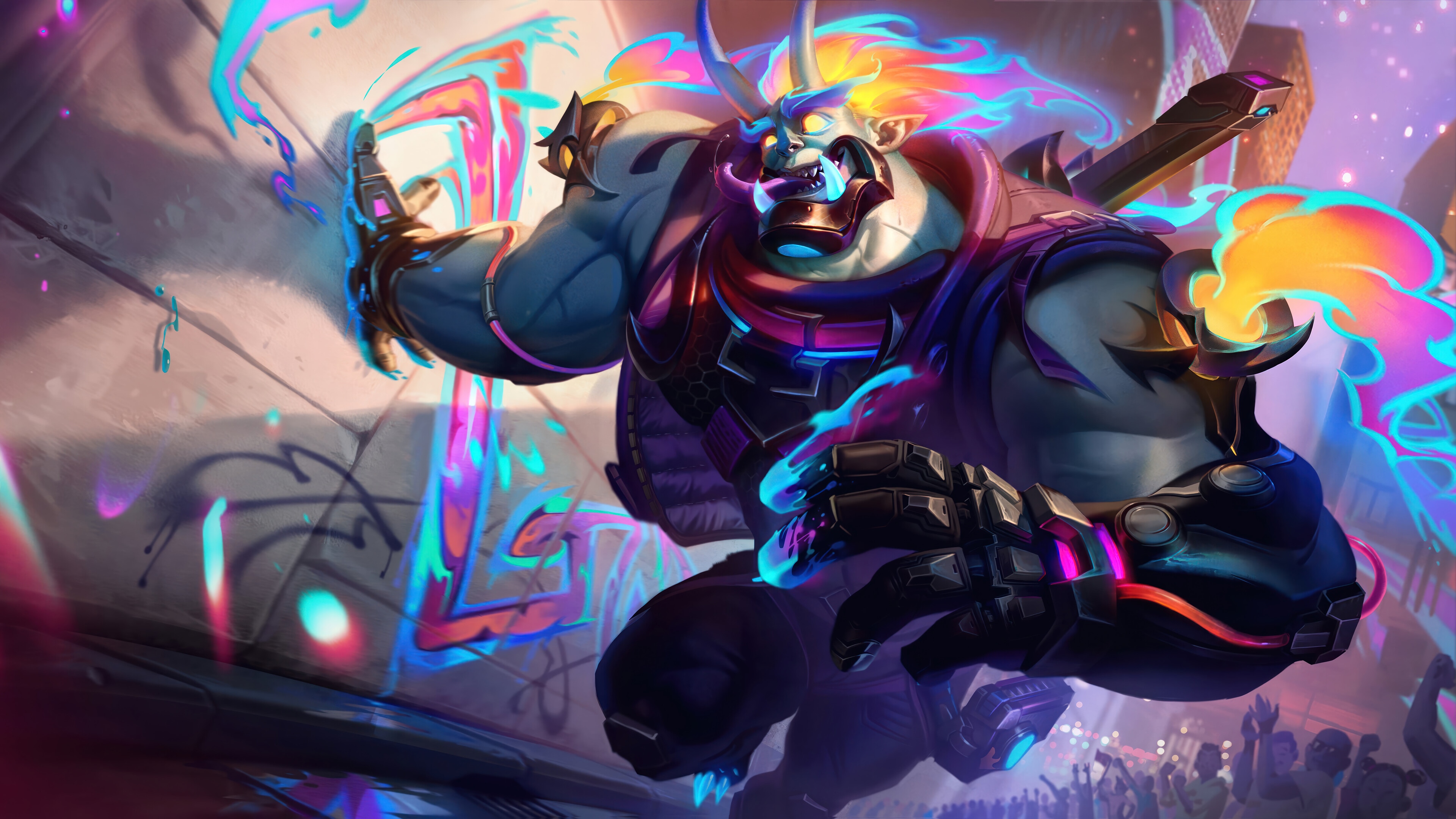 Street Demon Dr. Mundo Splash Art 4K HD Wallpaper