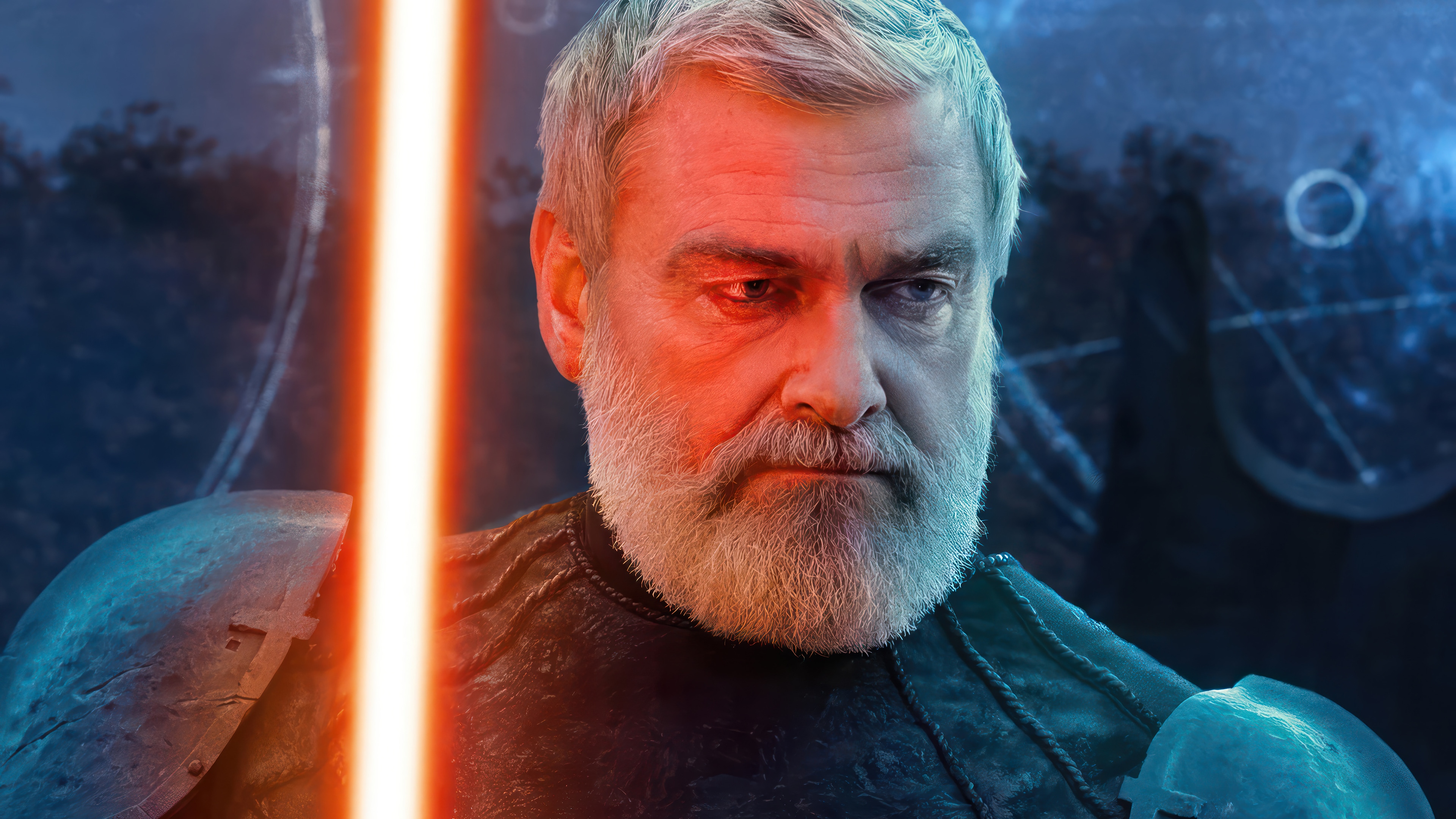 Baylan Skoll with Orange Lightsaber 4K HD Wallpaper