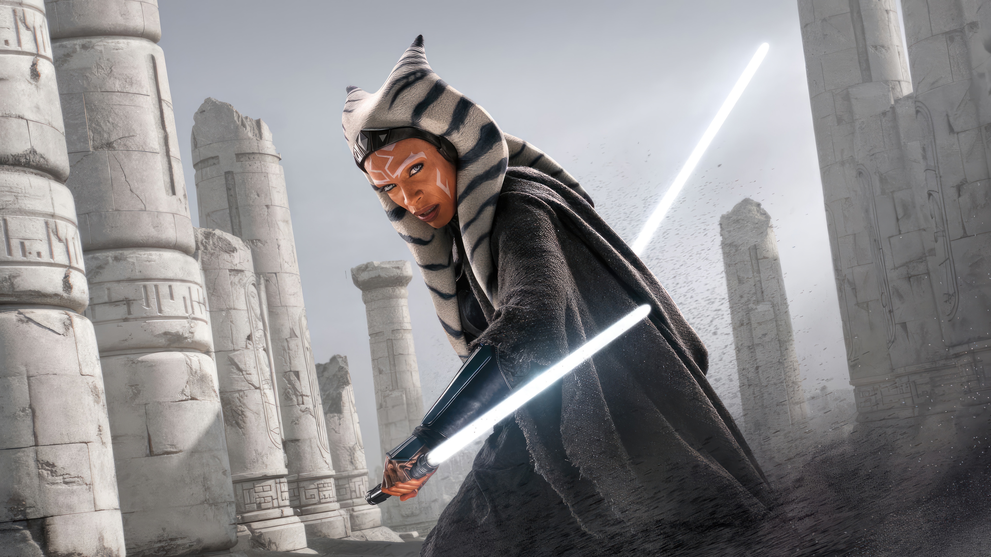Ahsoka Tano with Lightsabers in Star Wars 4K HD Wallpaper