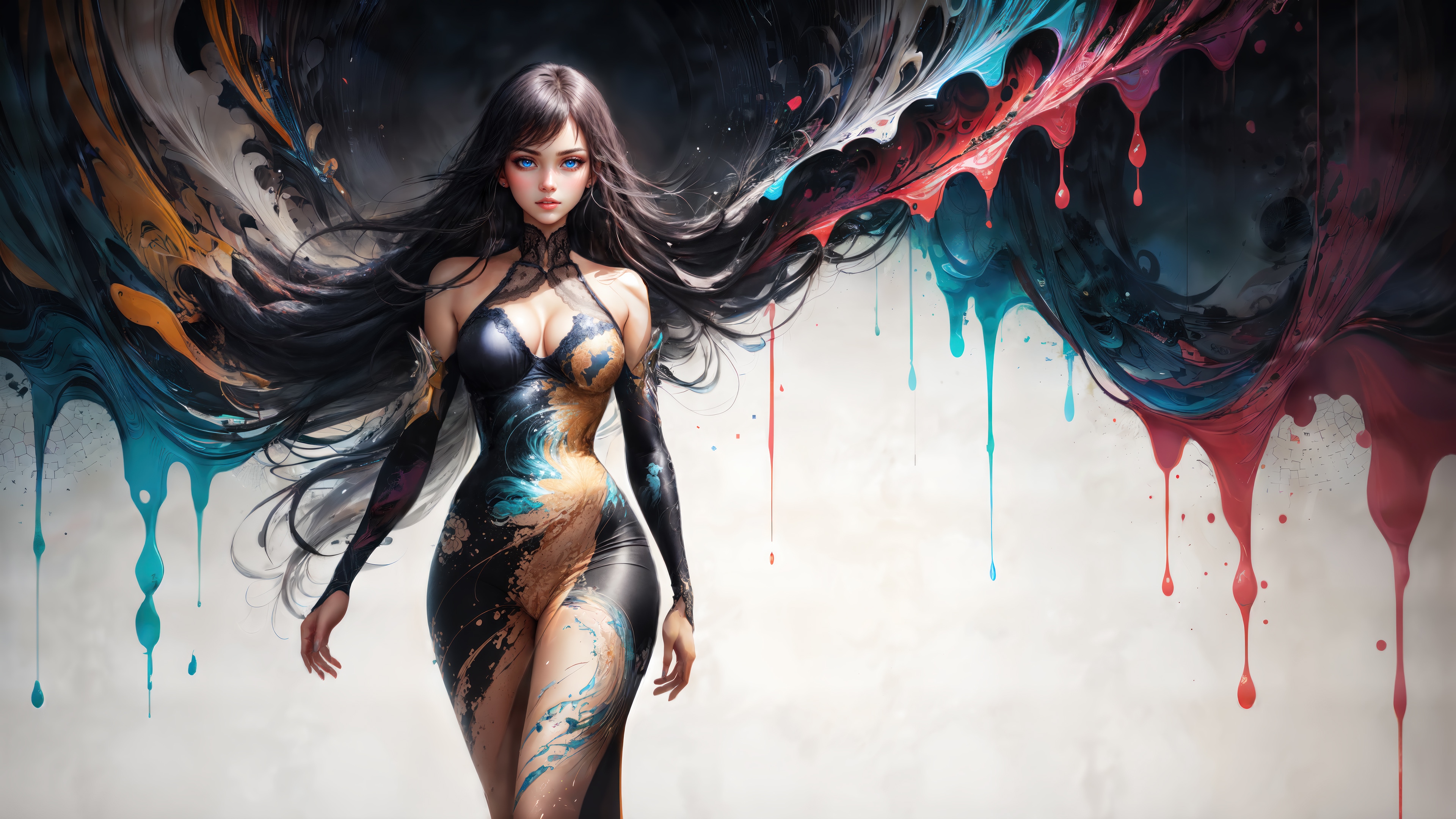 Beautiful Fantasy Girl with Flowing Hair 4K HD Wallpaper