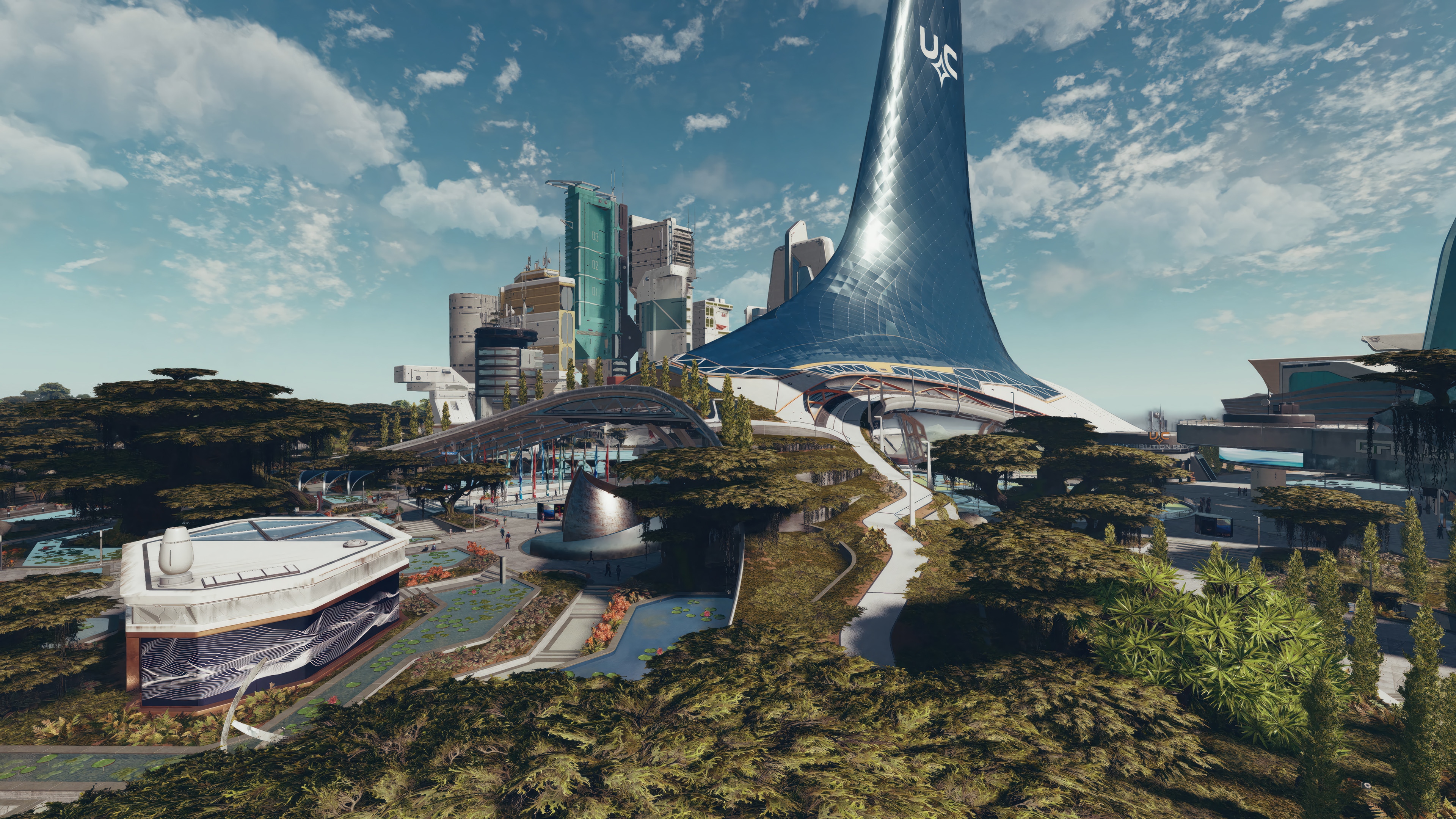 Starfield 4K futuristic city HD Wallpaper