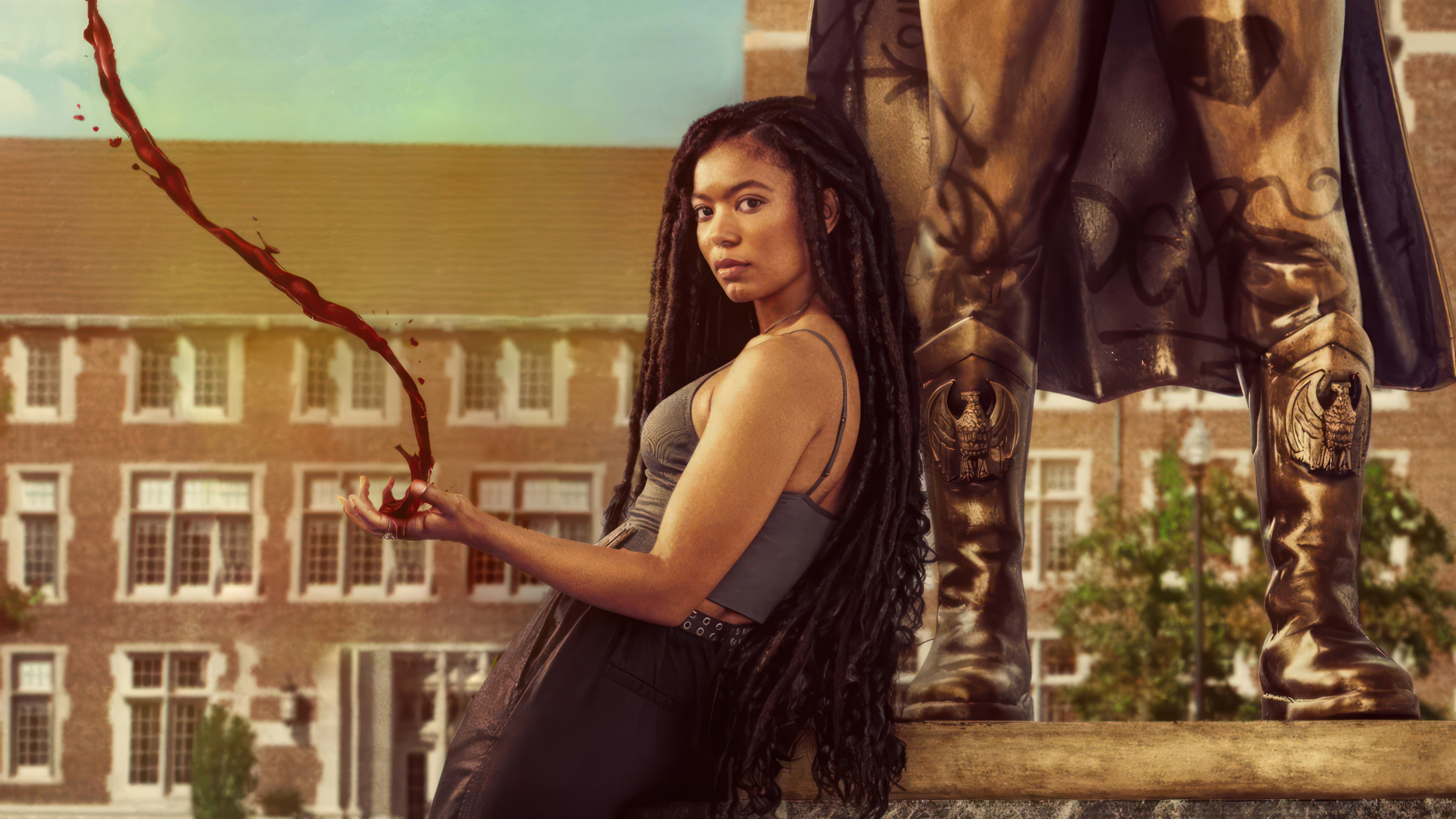 Gen V: Jaz Sinclair with blood splash HD Wallpaper